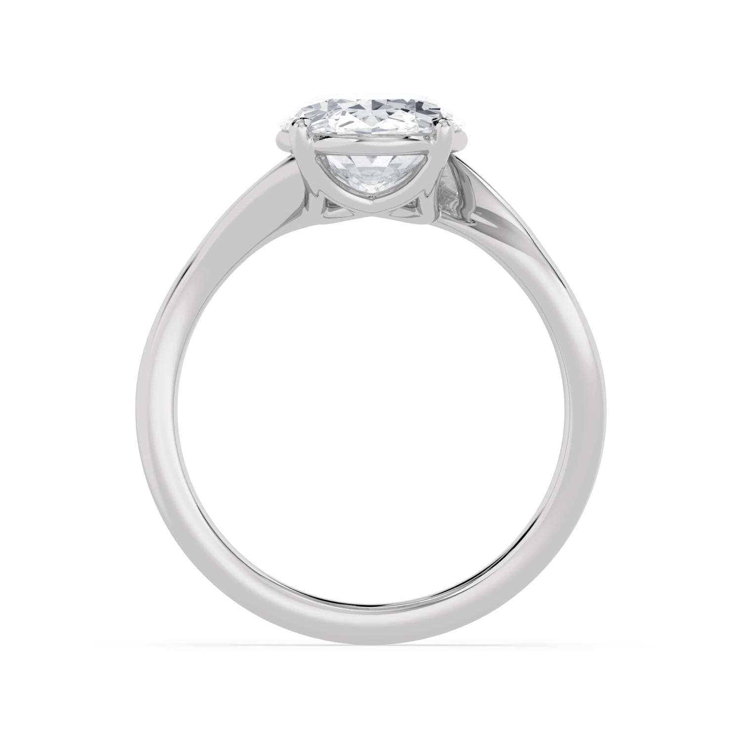 Flint, Four Prong Oval Solitaire, Bypass in White Gold, oval, plain background, alternate view