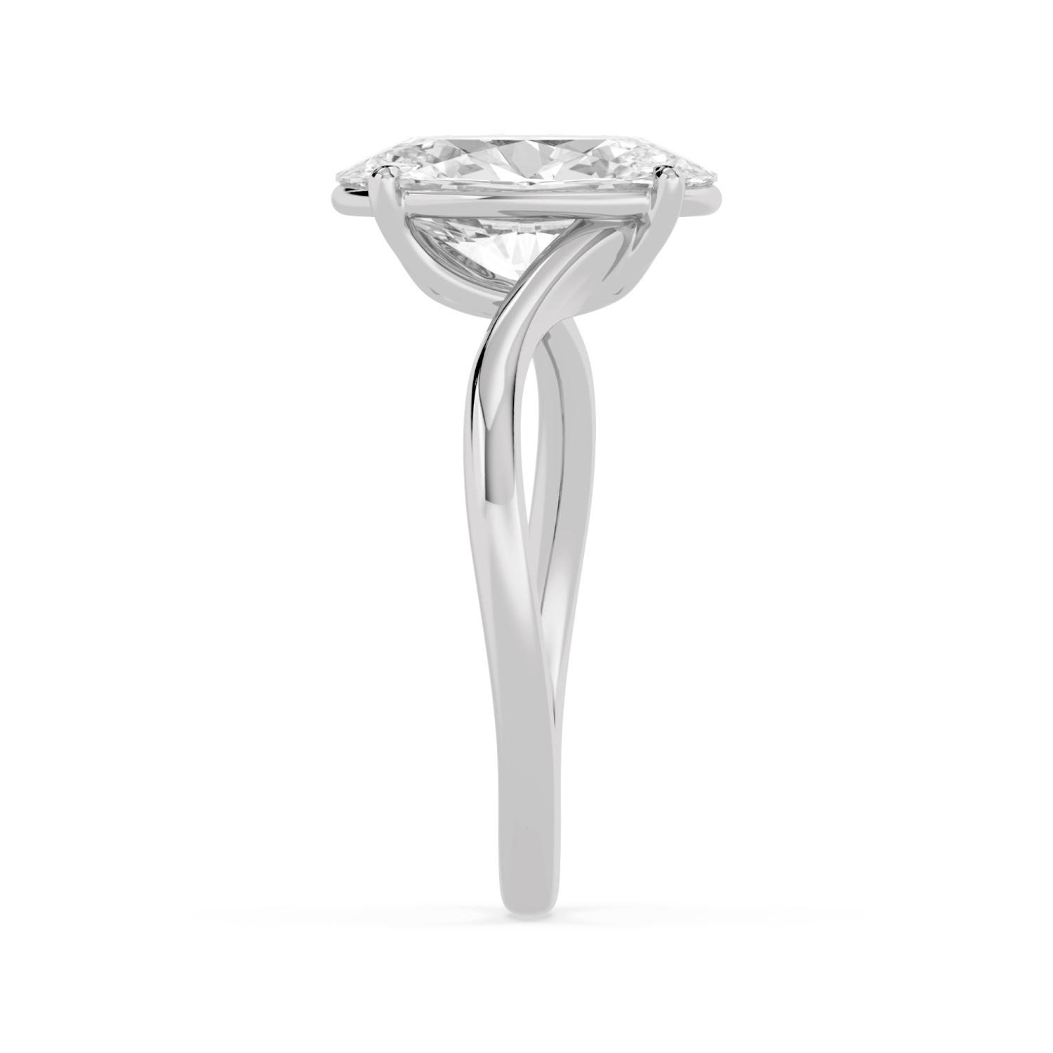 Flint, Four Prong Oval Solitaire, Bypass in White Gold, oval, plain background, alternate view