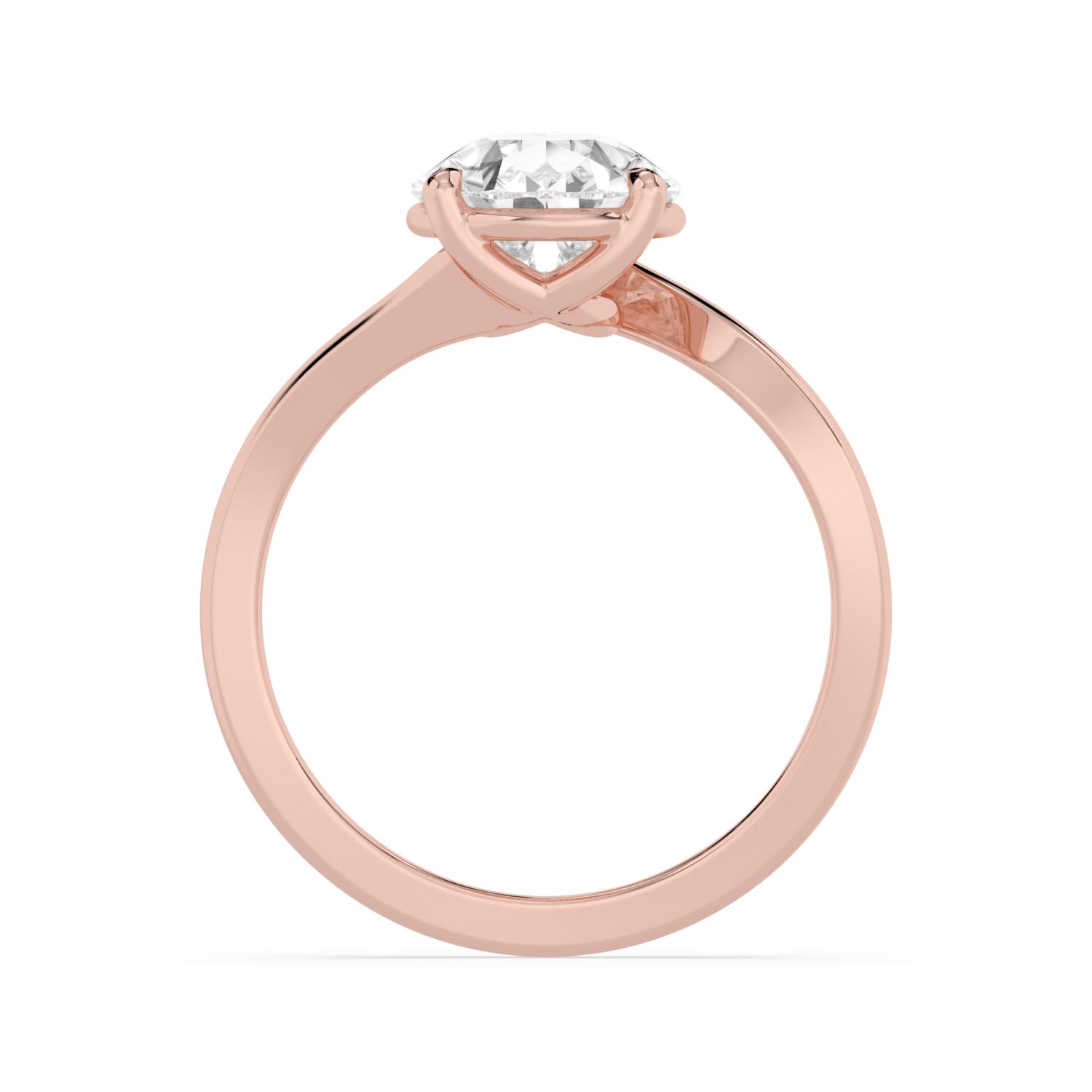 Linden, Five Prong Pear Solitaire, Bypass in Rose Gold, pear, plain background, alternate view
