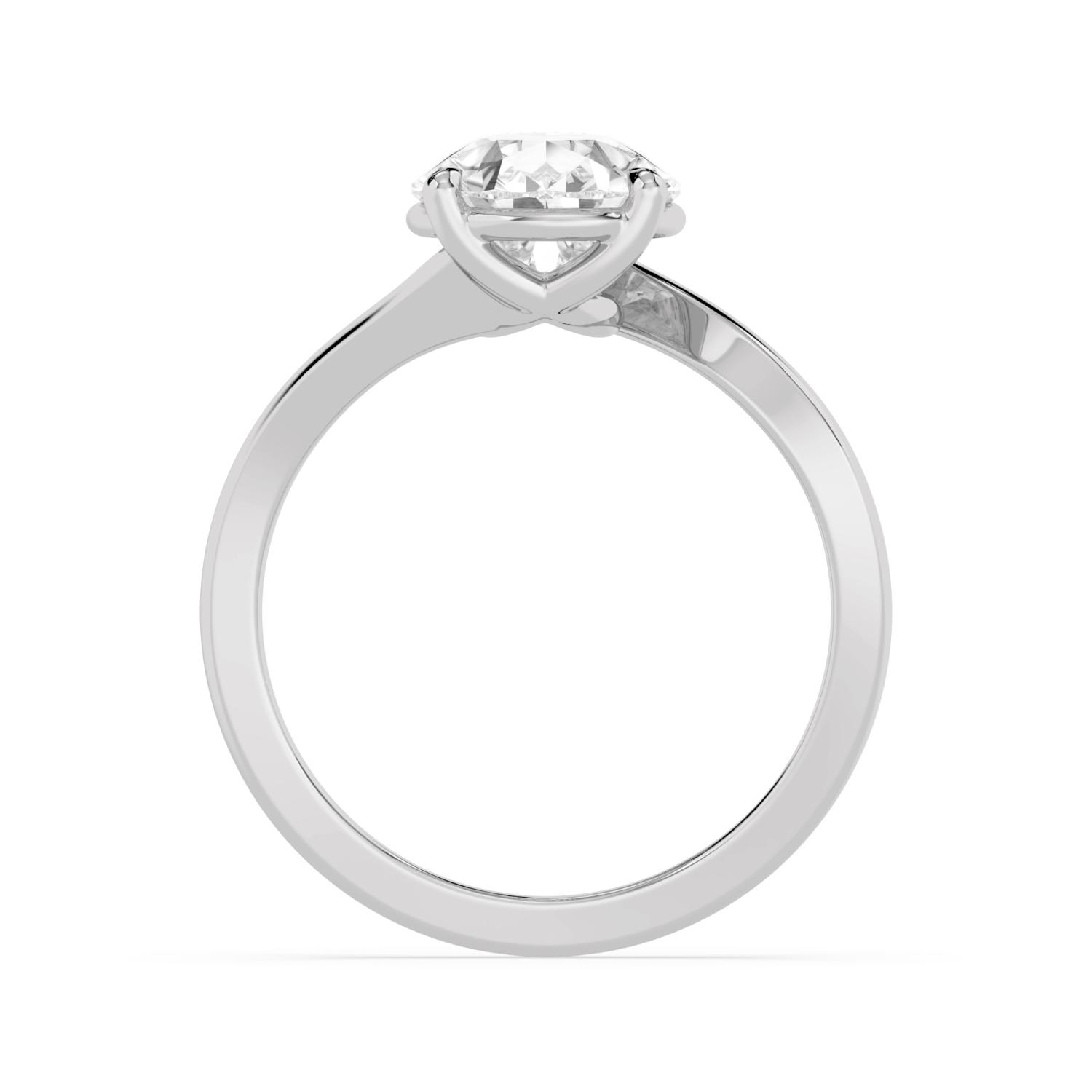 Flint Pear, Five Prong Pear Solitaire, Bypass in White Gold, pear, plain background, alternate view