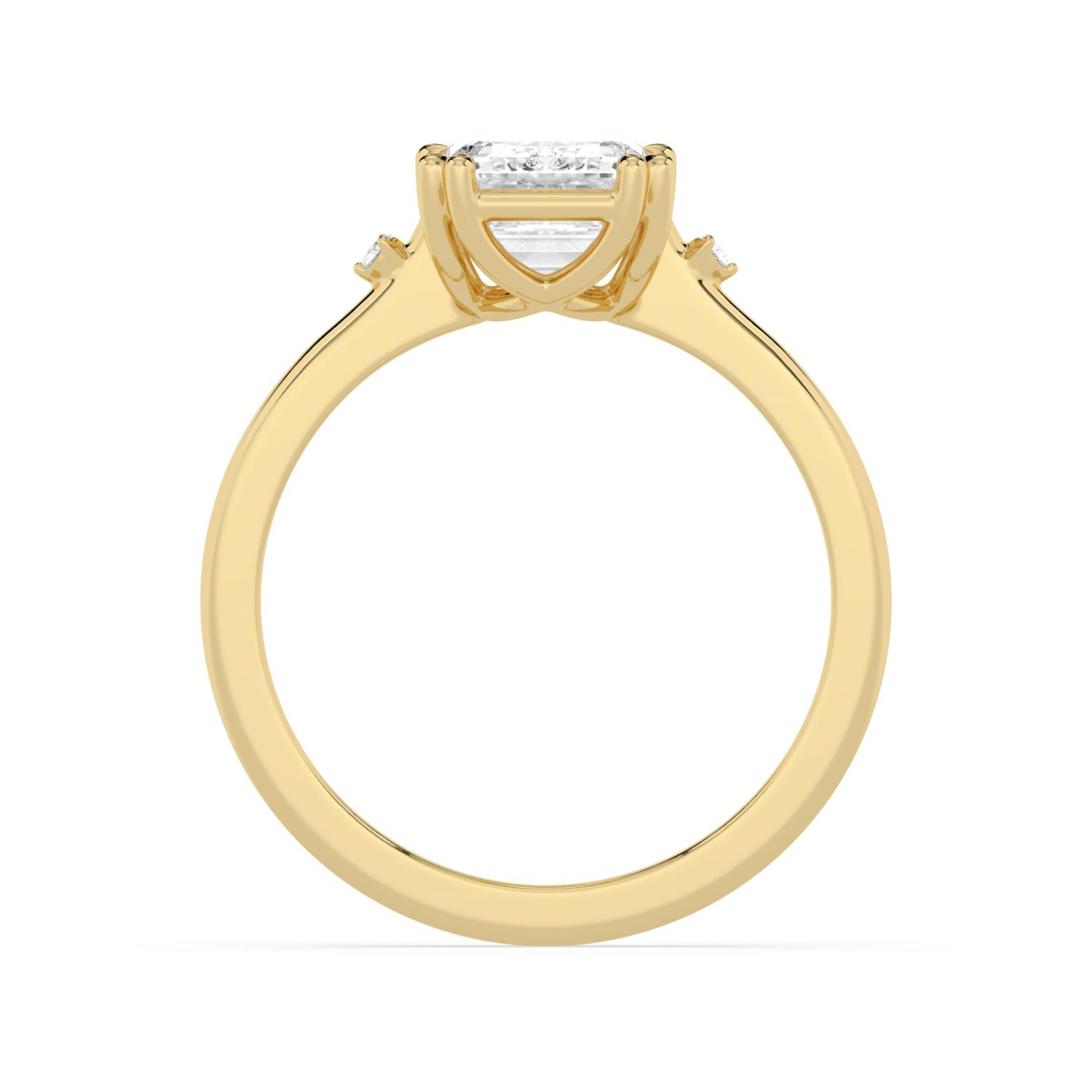 Haven, Four Prong Emerald Solitaire in Yellow Gold, emerald, plain background, alternate view