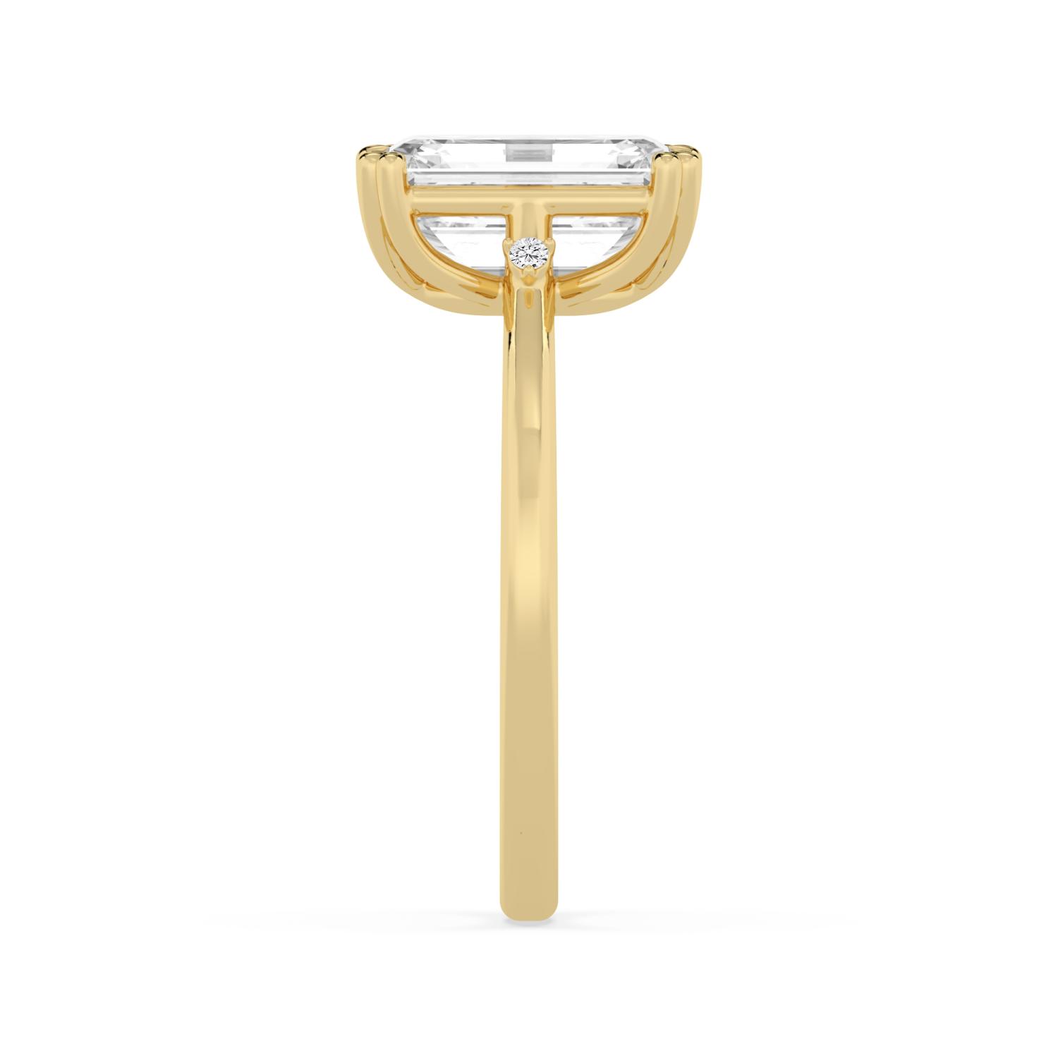 Haven, Four Prong Emerald Solitaire in Yellow Gold, emerald, plain background, alternate view