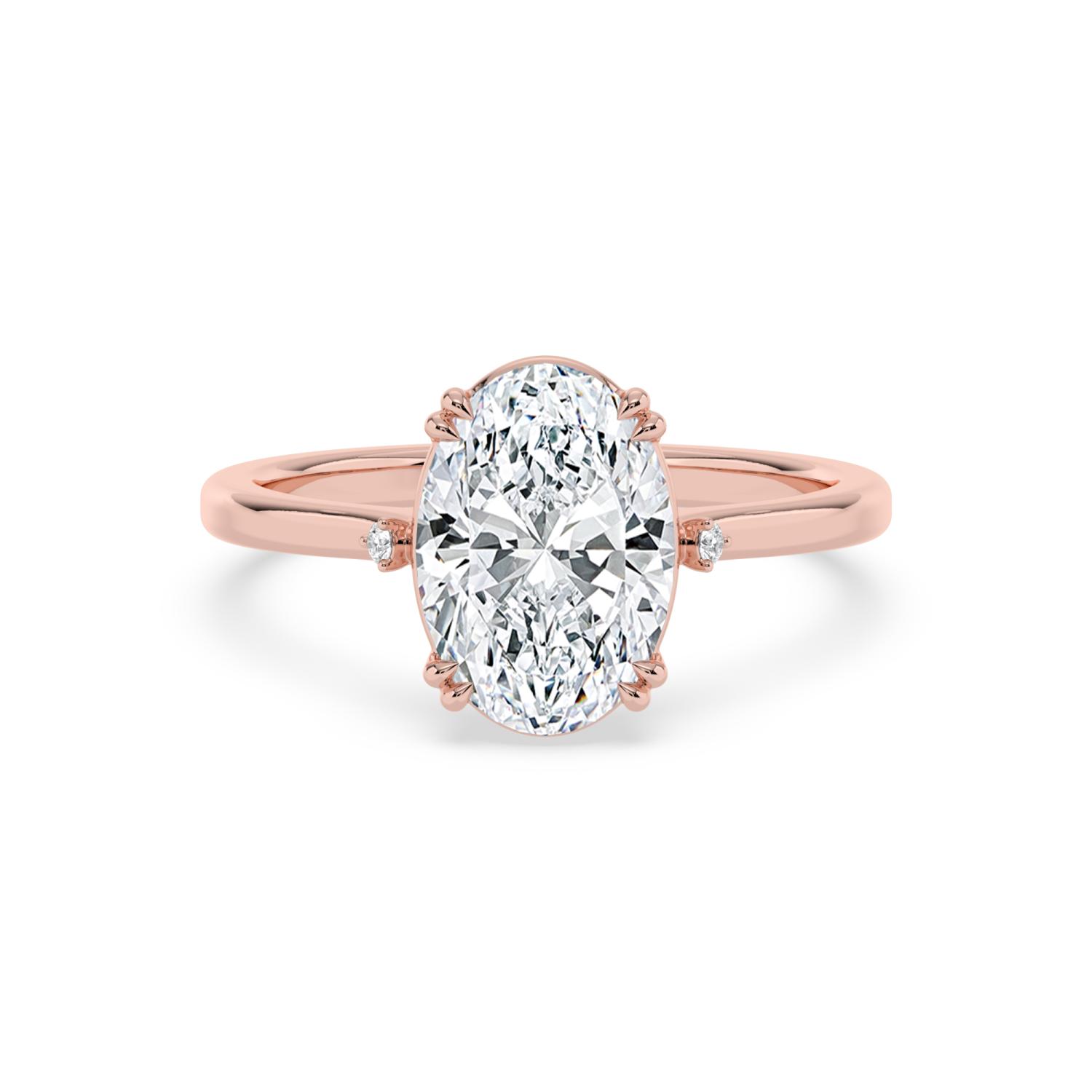 Haven Oval, Four Prong Oval Solitaire in Rose Gold, oval, plain background