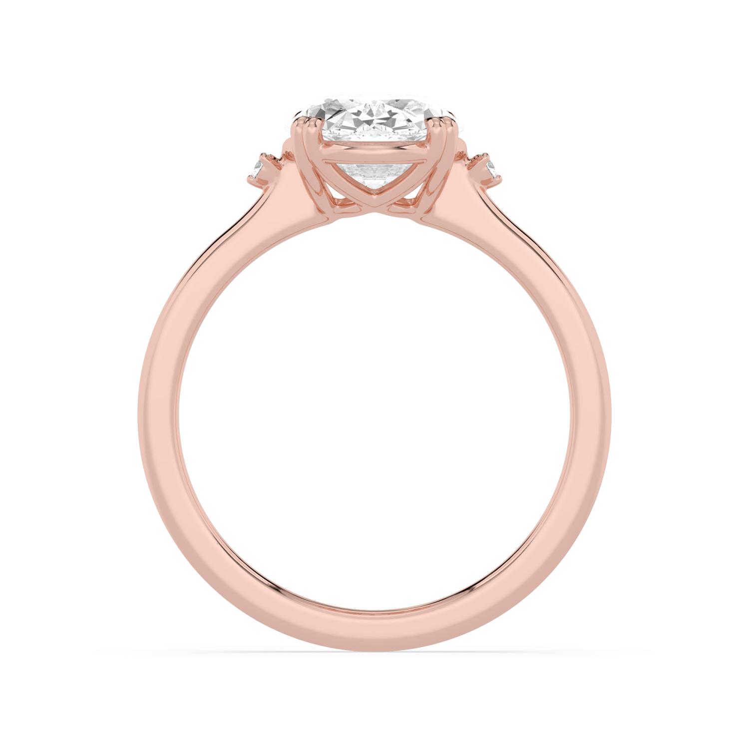 Haven Oval, Four Prong Oval Solitaire in Rose Gold, oval, plain background, alternate view