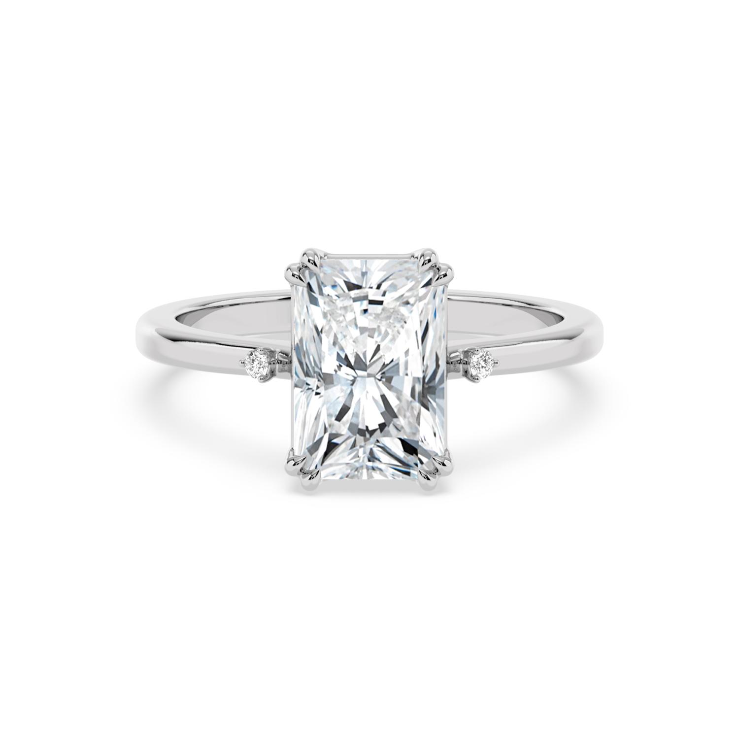 Haven Radiant, Four Prong Radiant Solitaire in White Gold, radiant, plain background