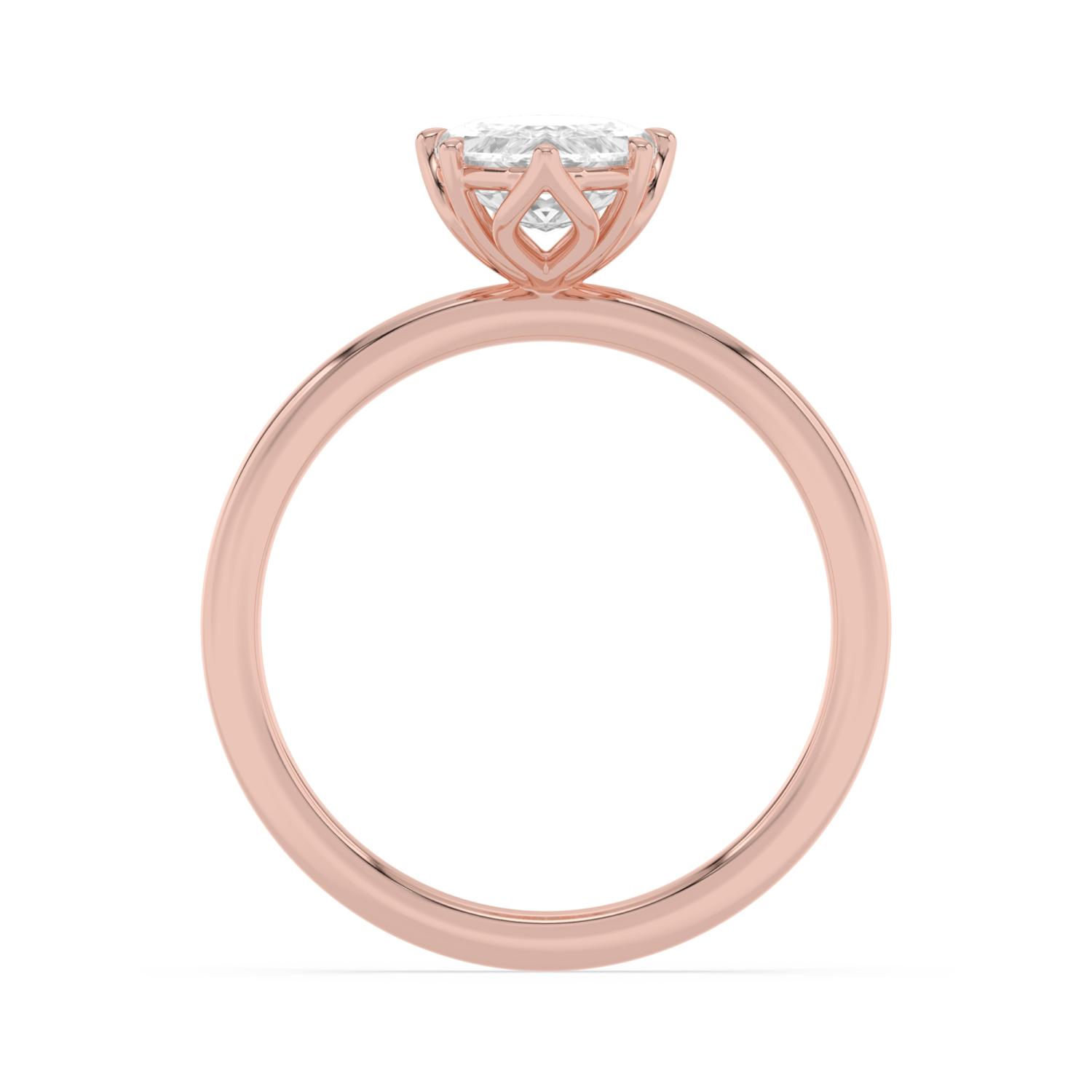 Juniper, Six Prong Step-cut Oval Solitaire, Slim Band in Rose Gold, oval, plain background, alternate view