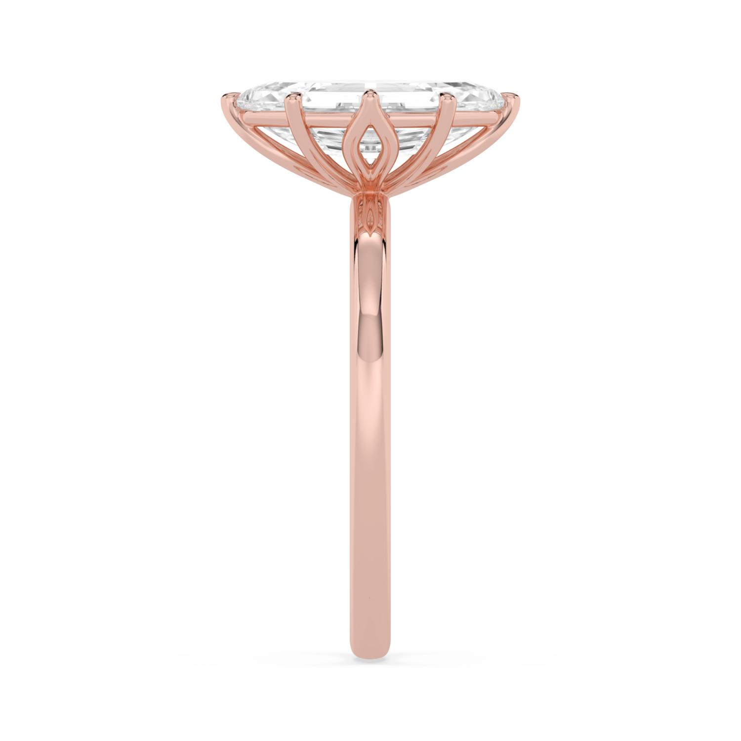 Juniper, Six Prong Step-cut Oval Solitaire, Slim Band in Rose Gold, oval, plain background, alternate view