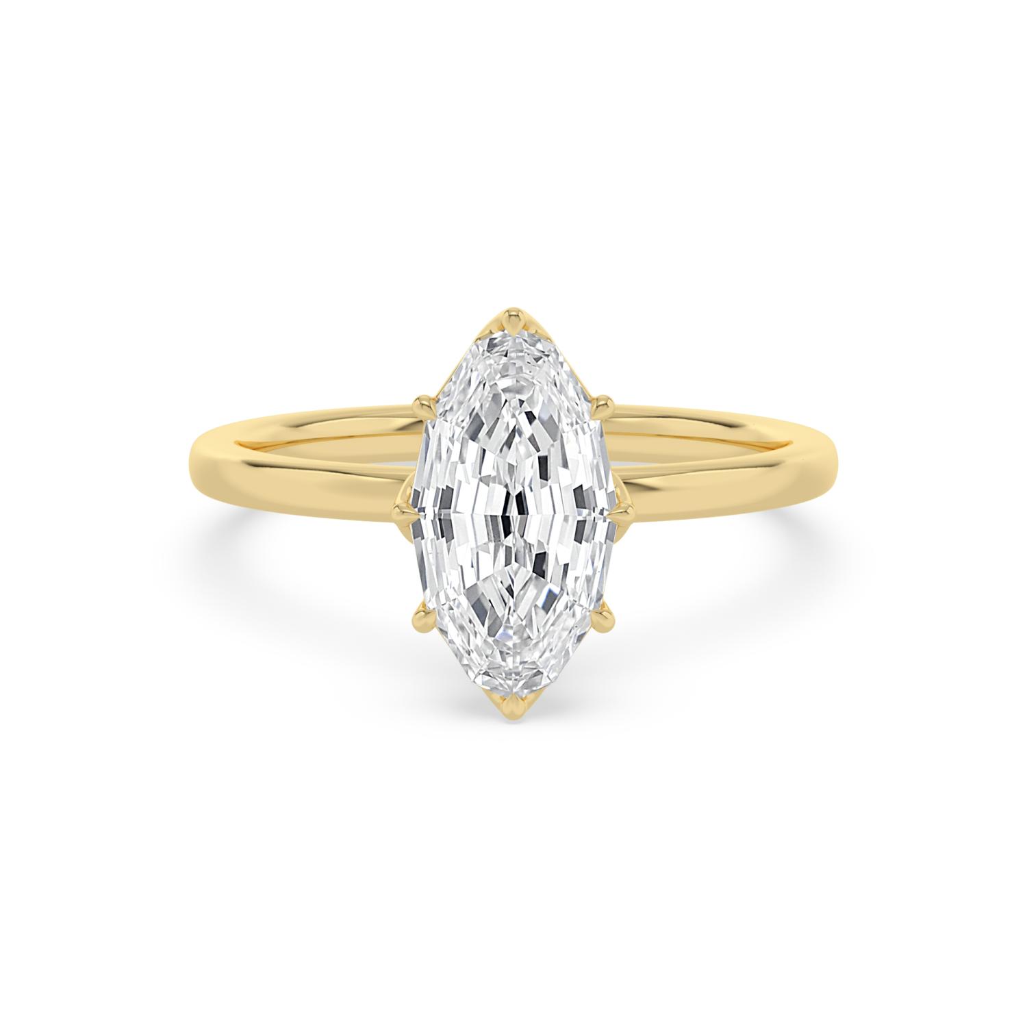 Juniper, Four Prong Step-cut oval Solitaire in Yellow Gold, oval, plain background