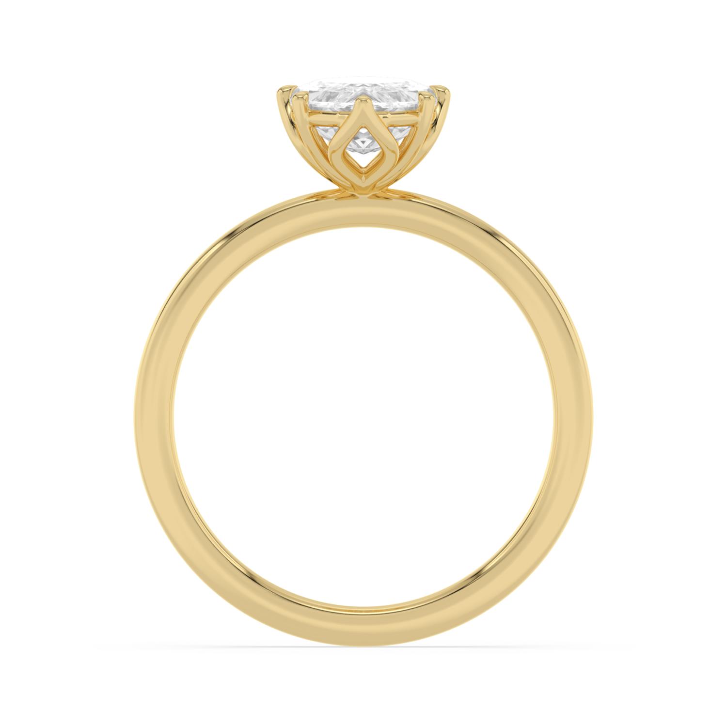Juniper, Four Prong Step-cut oval Solitaire in Yellow Gold, oval, plain background, alternate view