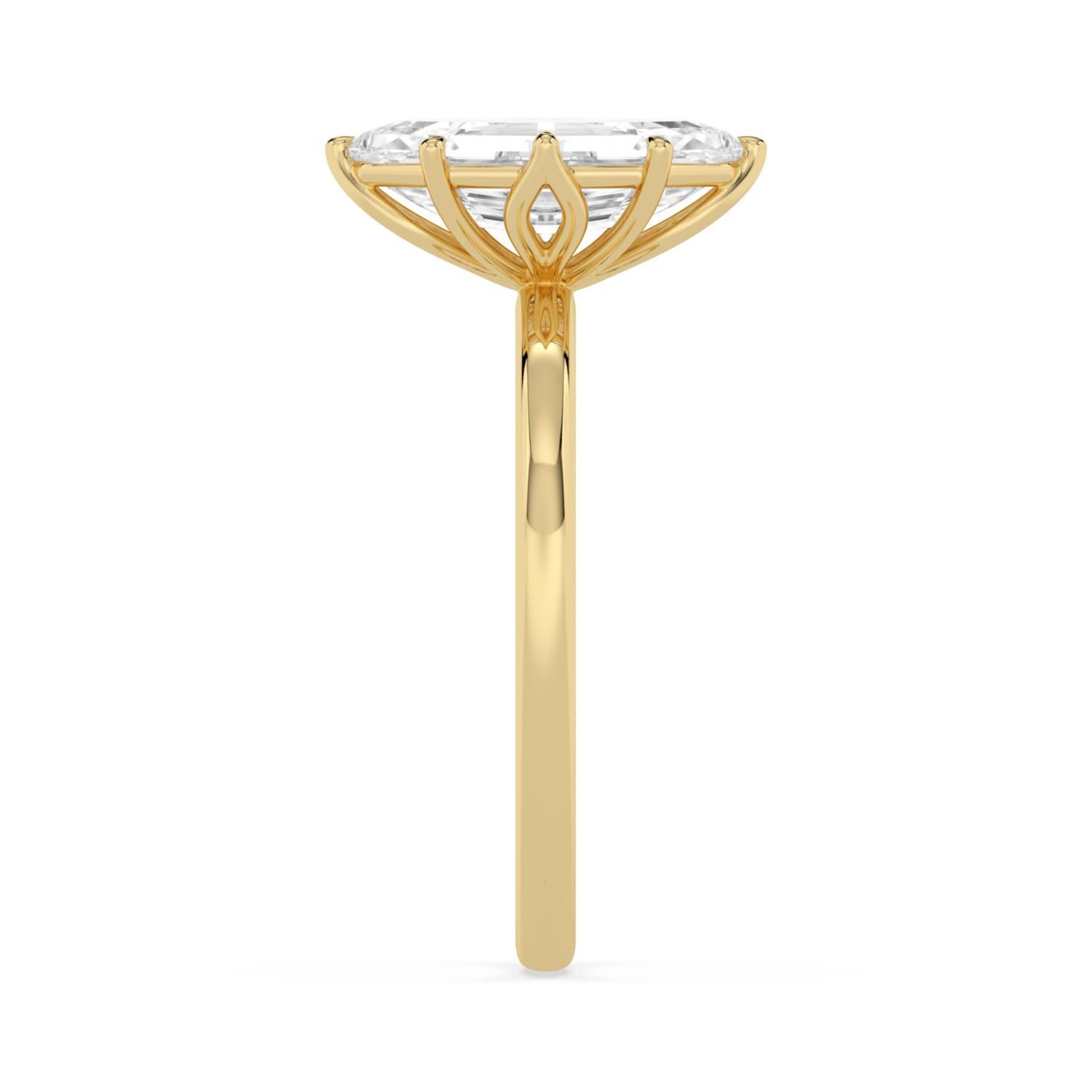Juniper, Four Prong Step-cut oval Solitaire in Yellow Gold, oval, plain background, alternate view
