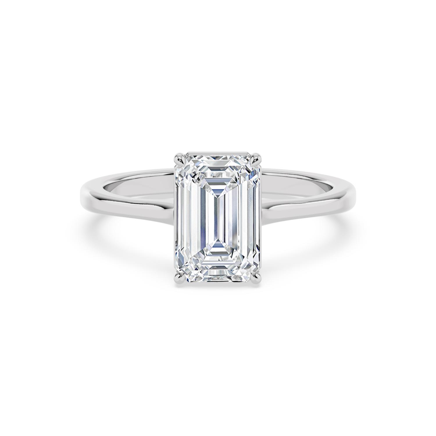 Knoll, Four Prong Emerald Solitaire in White Gold, emerald, plain background
