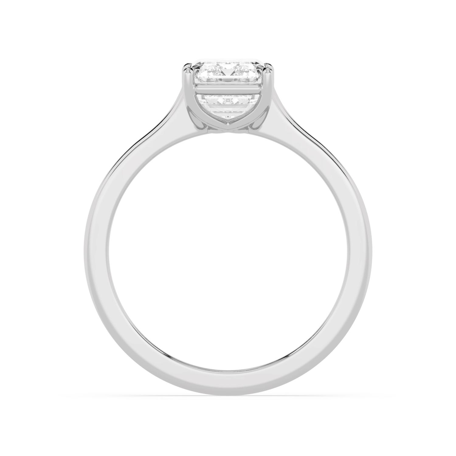 Knoll, Four Prong Emerald Solitaire in White Gold, emerald, plain background, alternate view