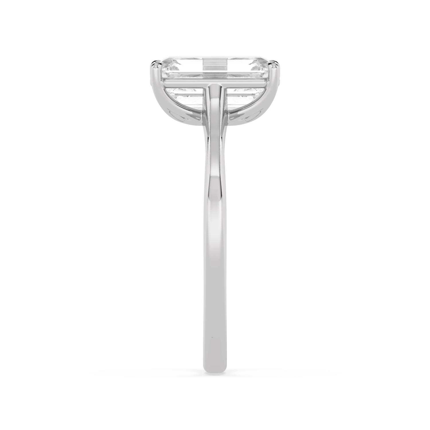 Knoll, Four Prong Emerald Solitaire in White Gold, emerald, plain background, alternate view