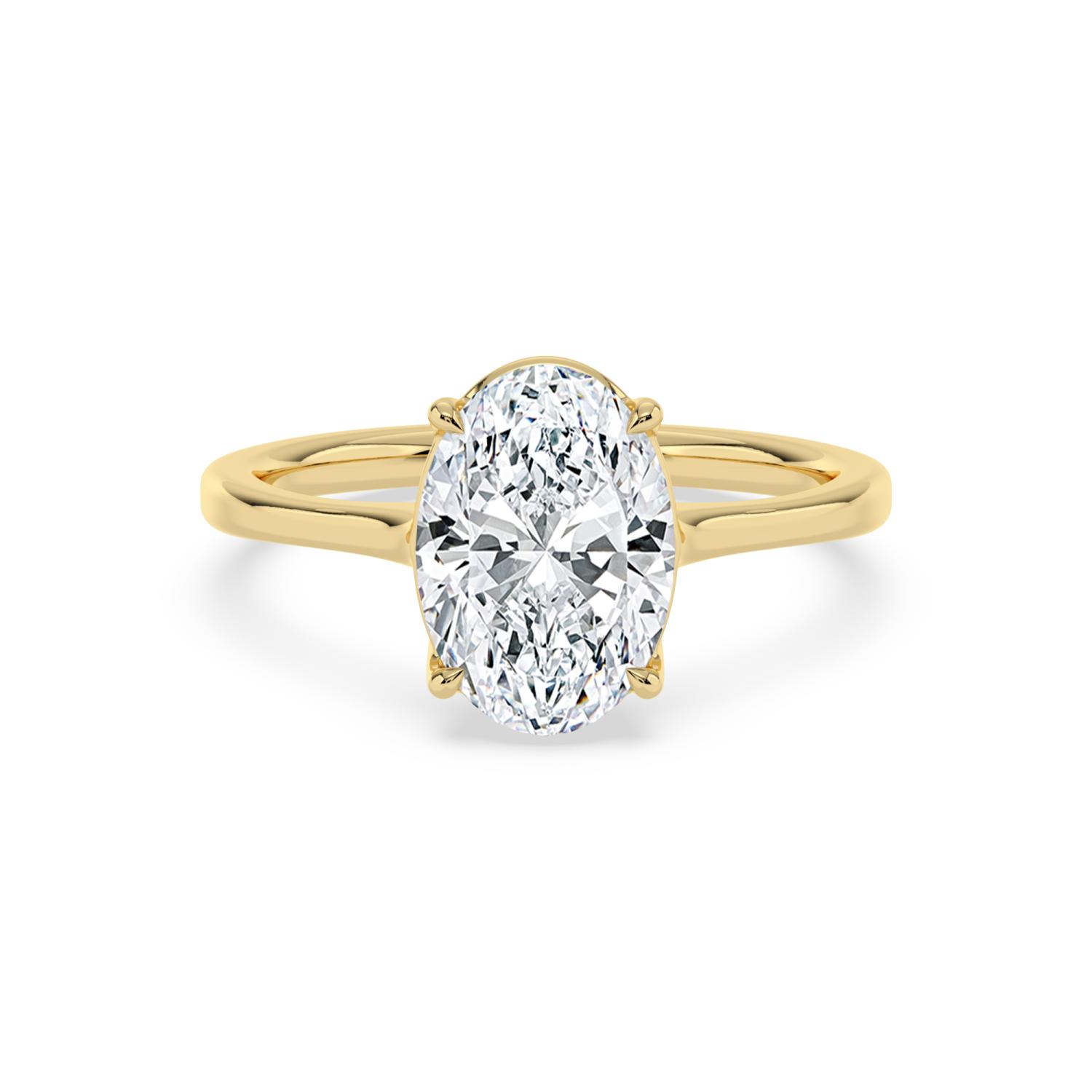 Fennel, Four Prong Oval Solitaire in Yellow Gold, oval, plain background