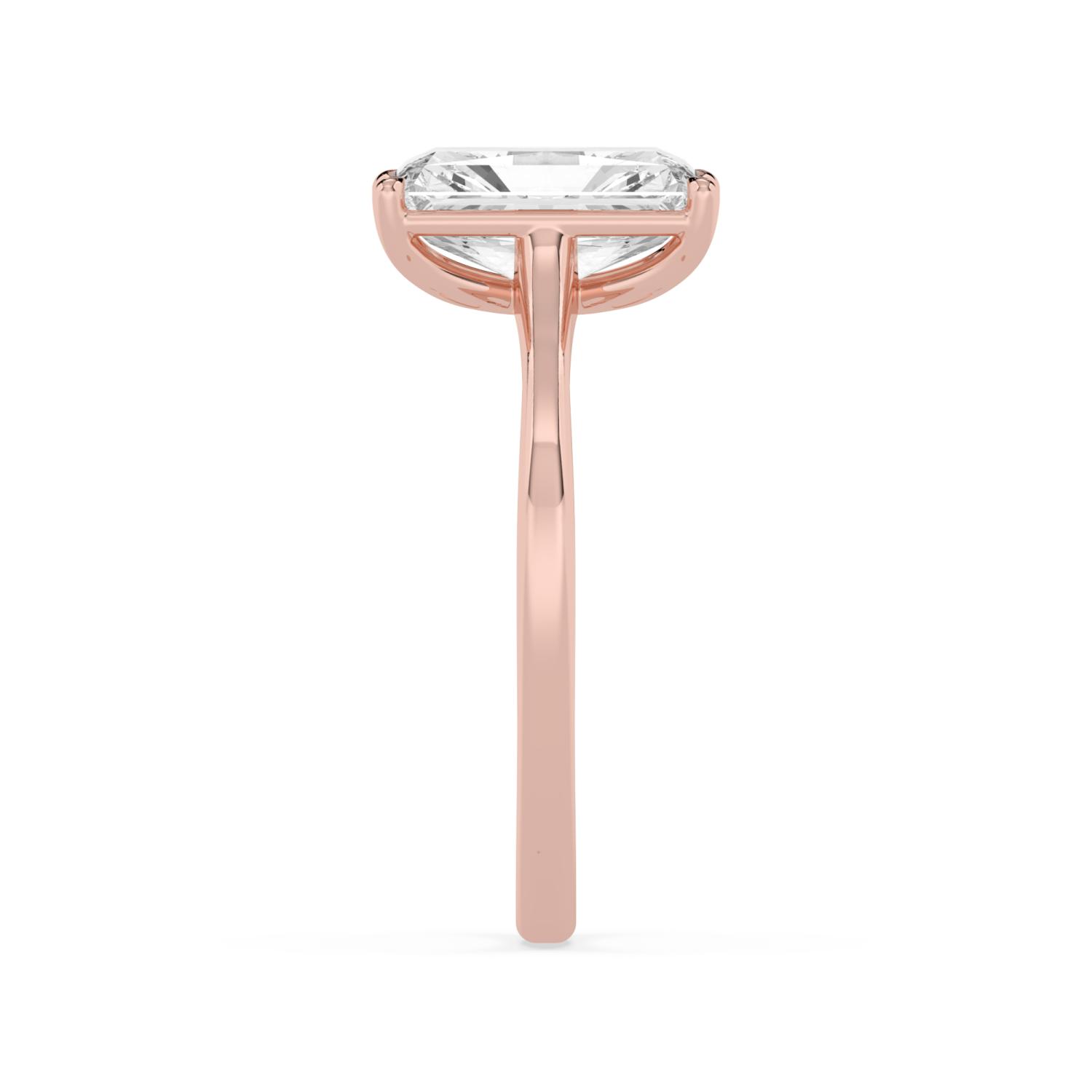 Moor, Four Prong Radiant Solitaire in Rose Gold, radiant, plain background, alternate view