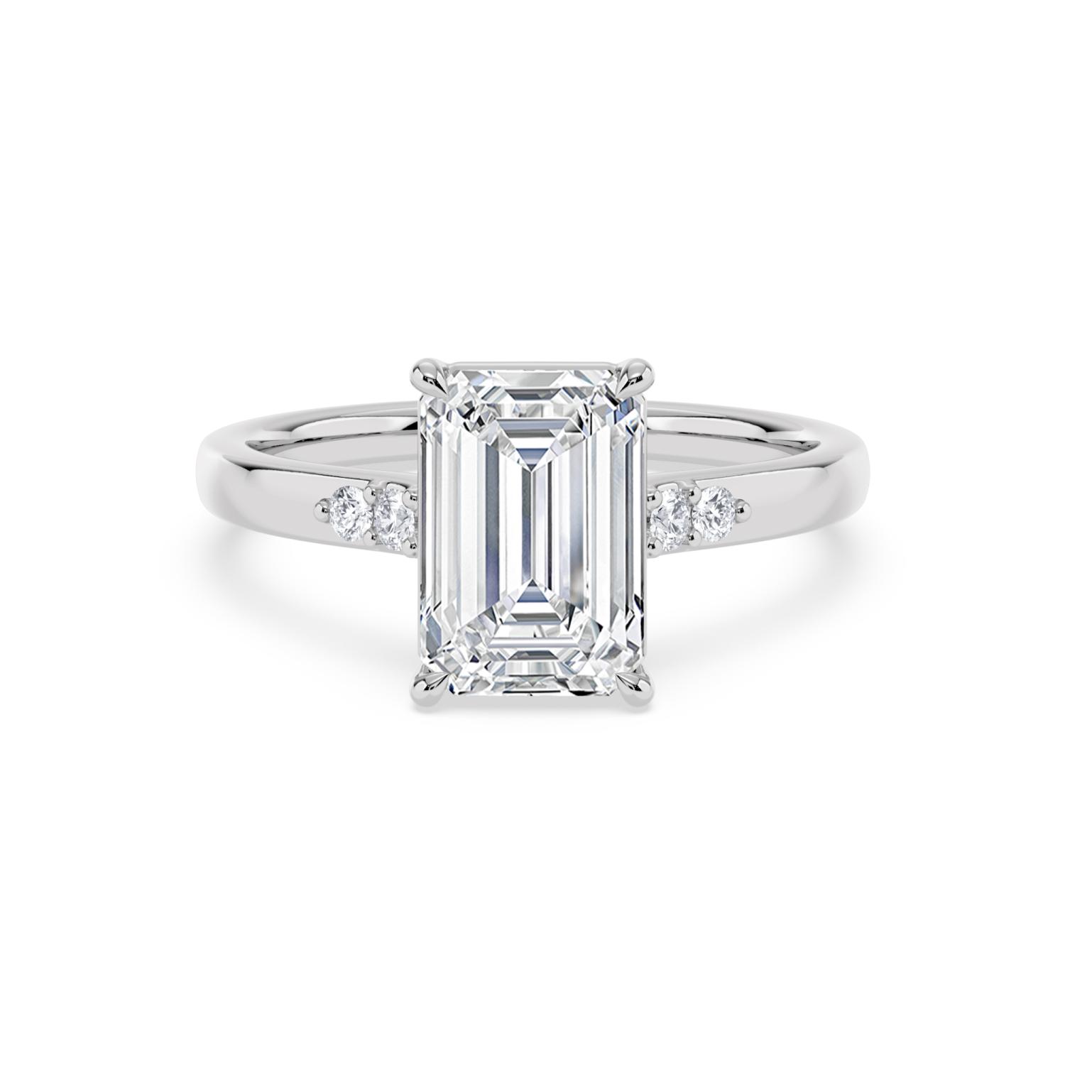 Marsh, Four Prong Emerald Solitaire in White Gold, emerald, plain background