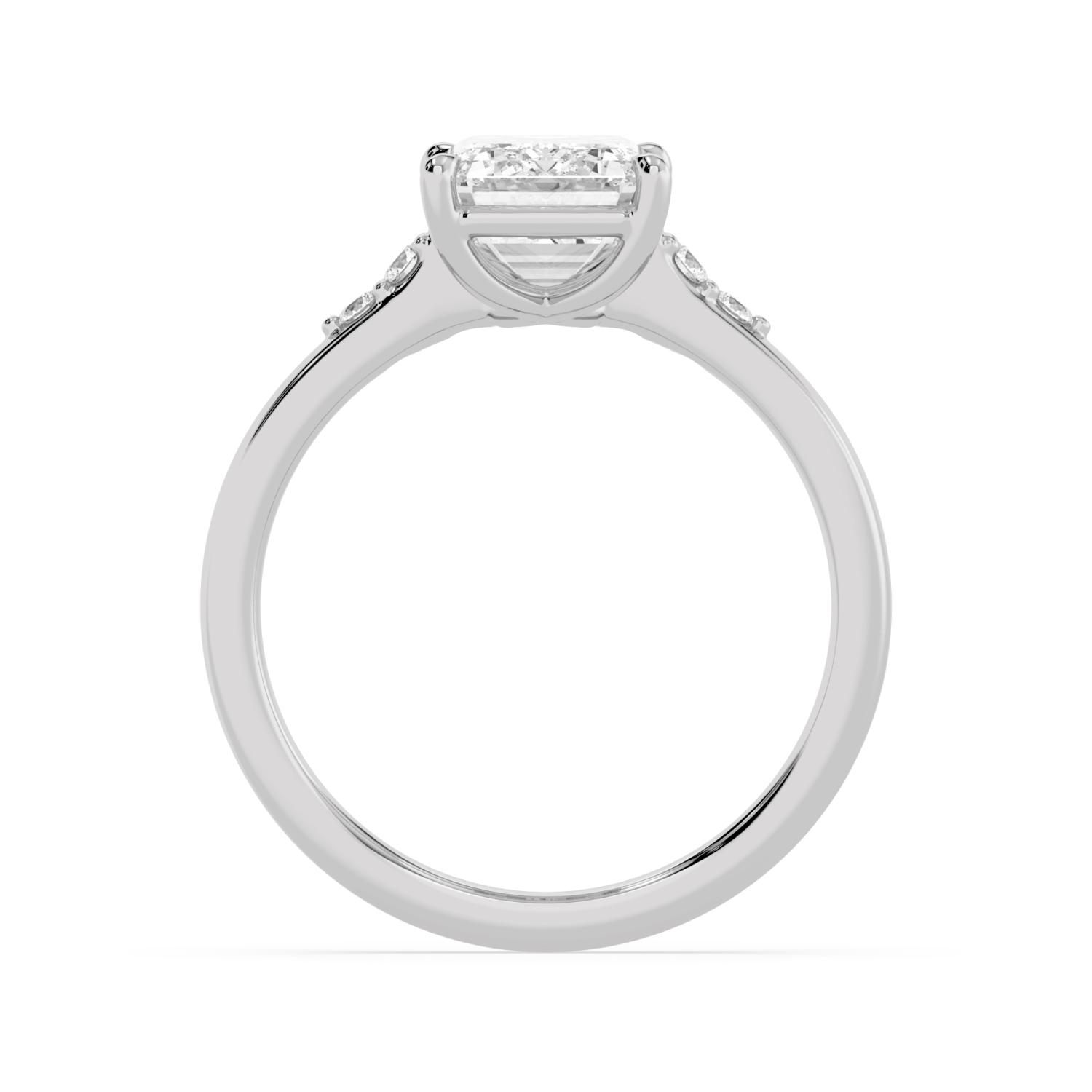 Marsh, Four Prong Emerald Solitaire in White Gold, emerald, plain background, alternate view