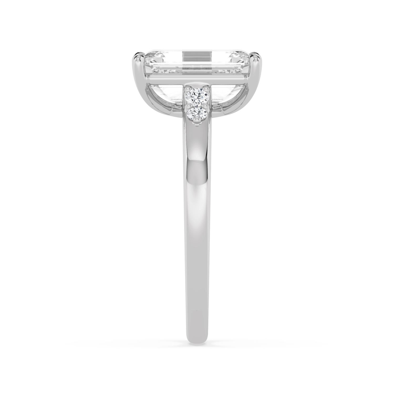 Marsh, Four Prong Emerald Solitaire in White Gold, emerald, plain background, alternate view