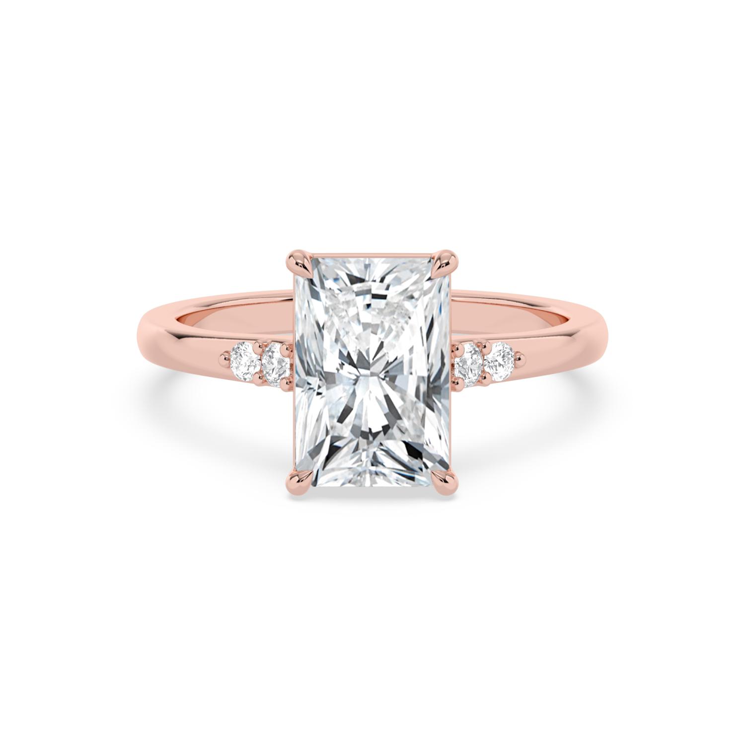 Marsh Radiant, Four Prong Radiant Solitaire in Rose Gold, radiant, plain background