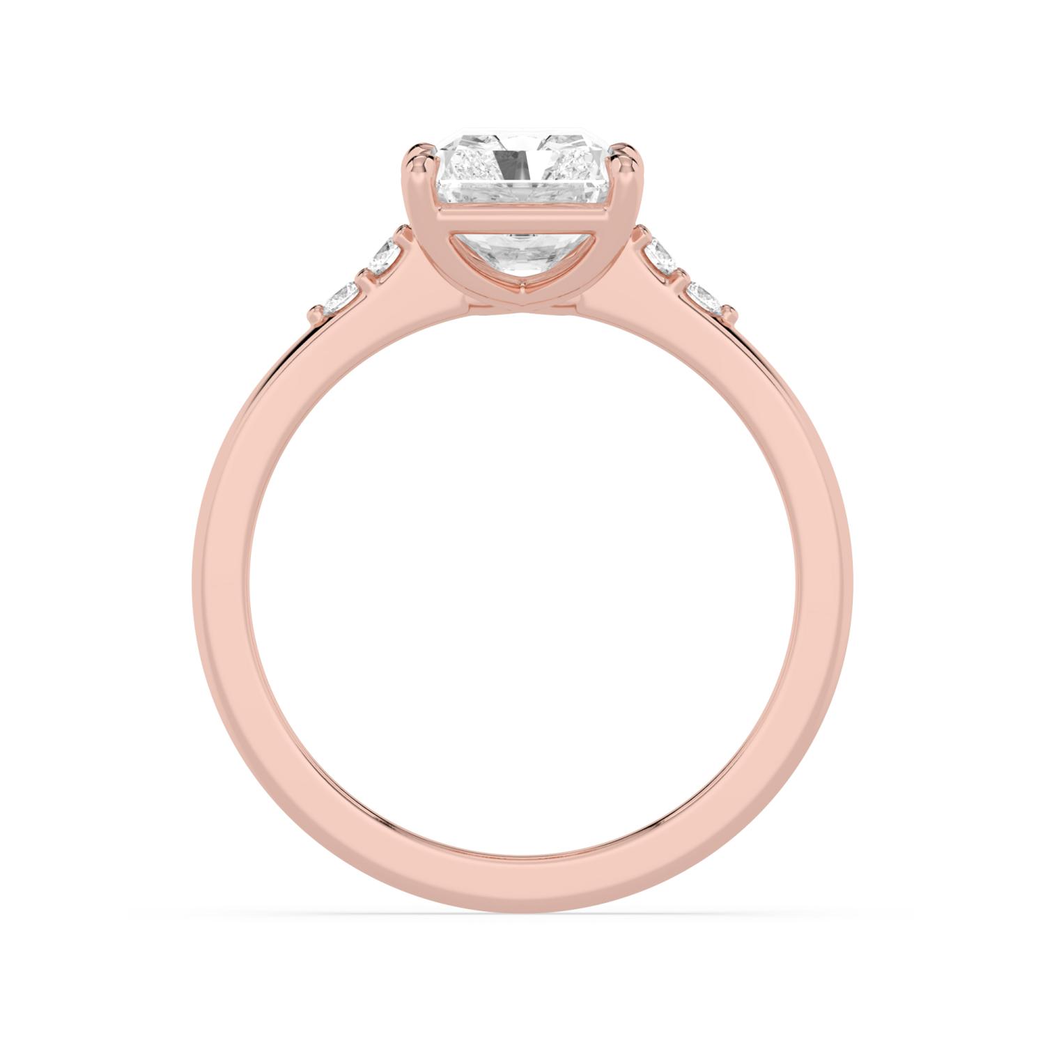 Marsh Radiant, Four Prong Radiant Solitaire in Rose Gold, radiant, plain background, alternate view