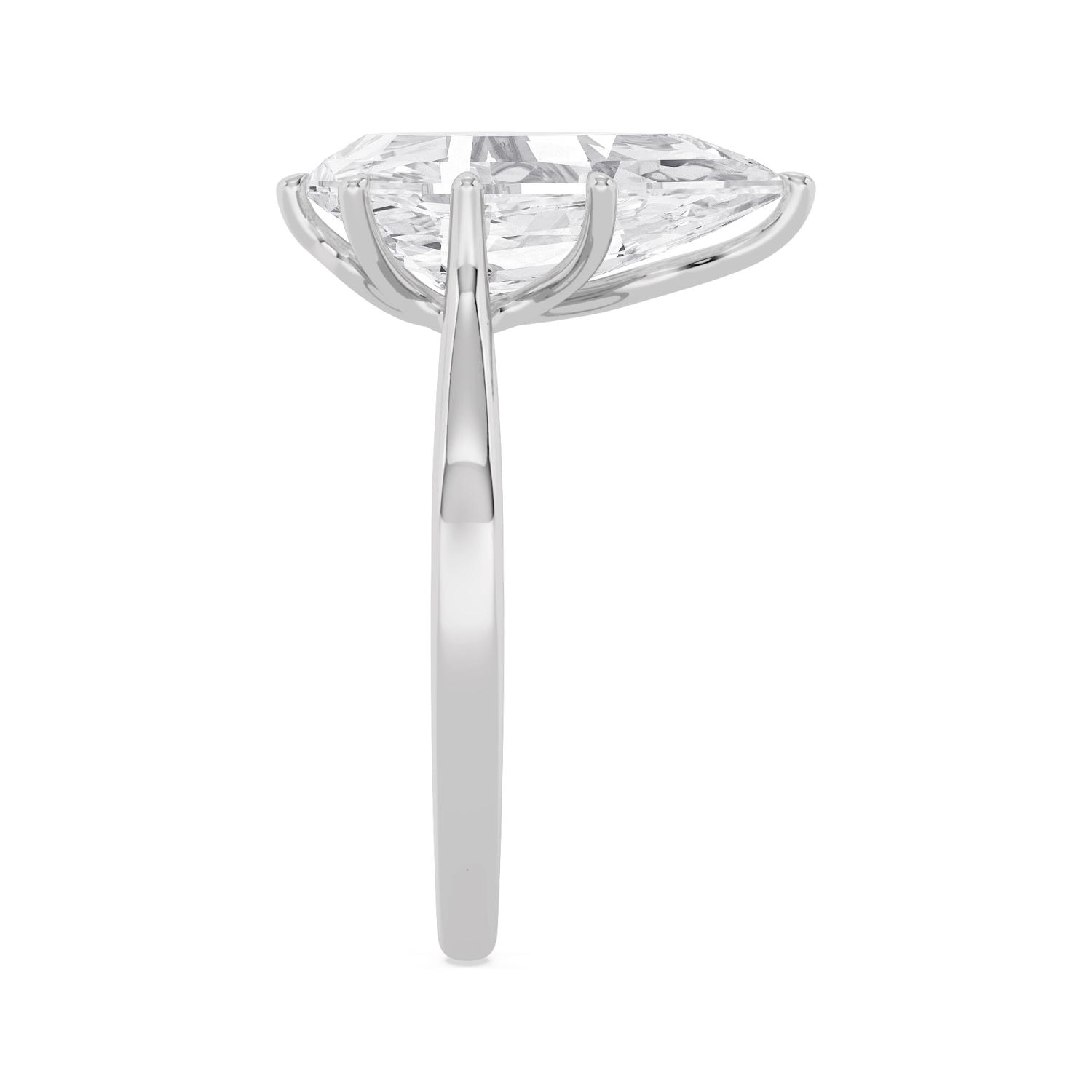 Nook, Six Prong Step-cut Pear Solitaire, Tapered Cathedral Band in White Gold, pear, plain background, alternate view