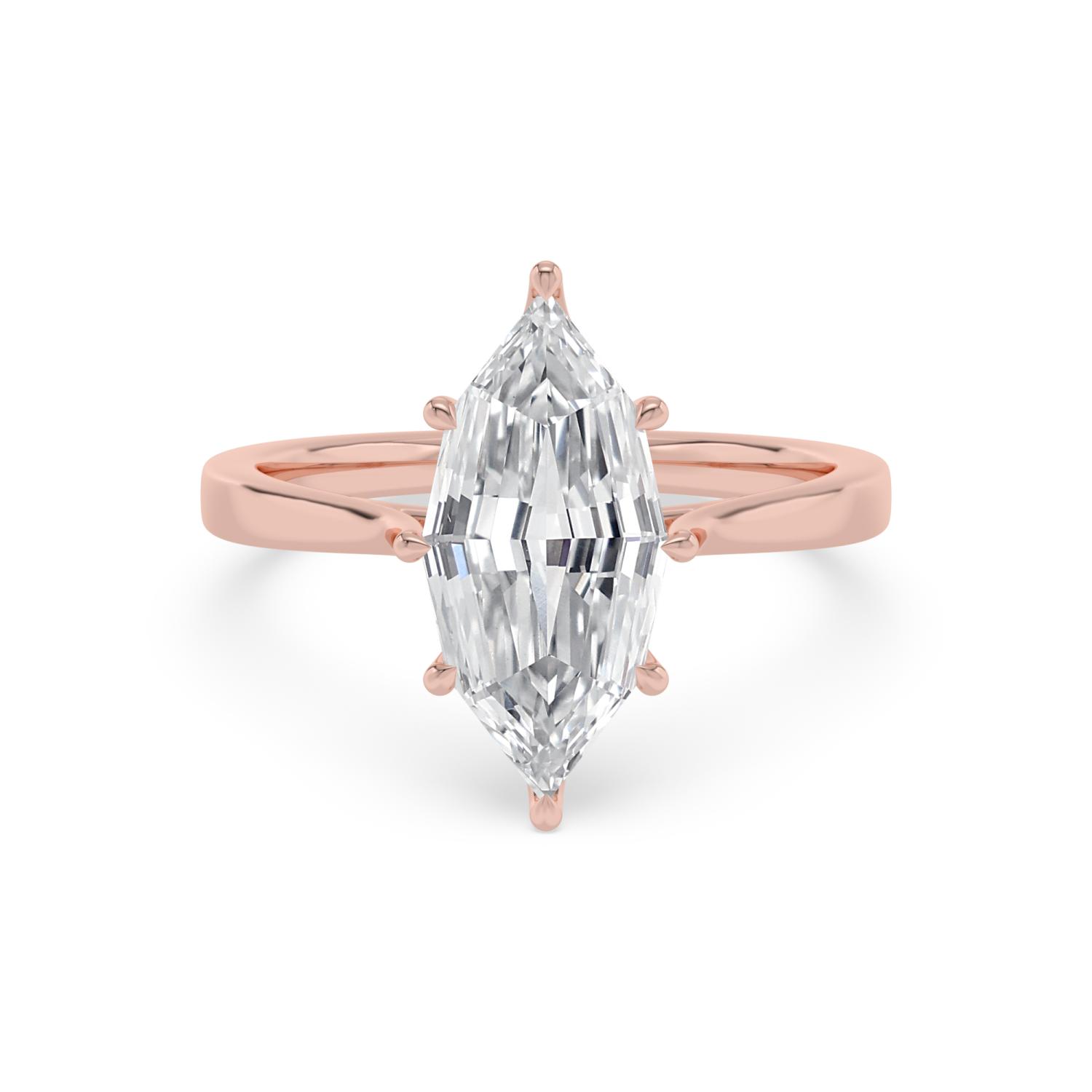 Nook Marquise, Three Prong Step-cut Marquise Solitaire in Rose Gold, marquise, plain background