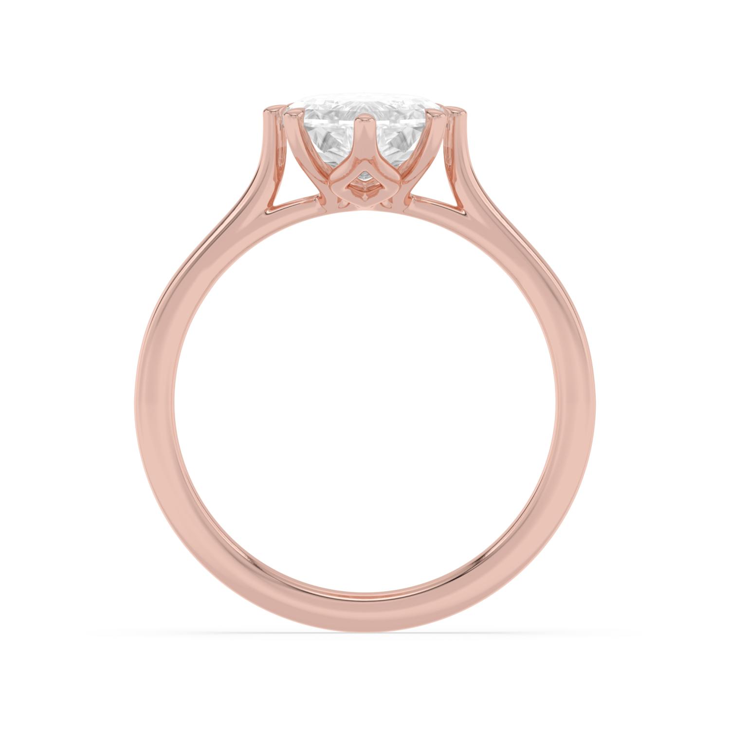 Nook Marquise, Three Prong Step-cut Marquise Solitaire in Rose Gold, marquise, plain background, alternate view