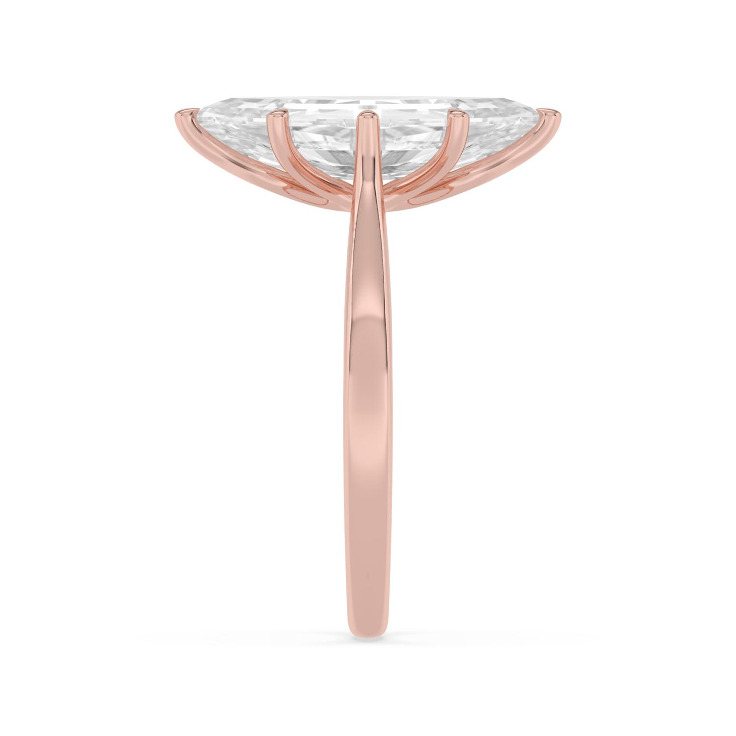 Nook Marquise, Three Prong Step-cut Marquise Solitaire in Rose Gold, marquise, plain background, alternate view