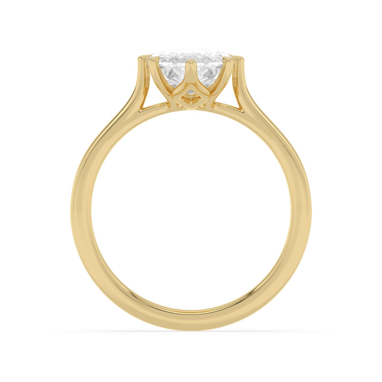 Osier, Six Prong Step-cut Marquise Solitaire, Wide Tapered Band in Yellow Gold, marquise, plain background, alternate view