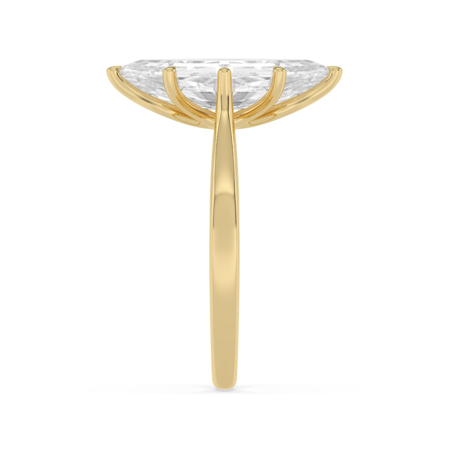 Osier, Six Prong Step-cut Marquise Solitaire, Wide Tapered Band in Yellow Gold, marquise, plain background, alternate view