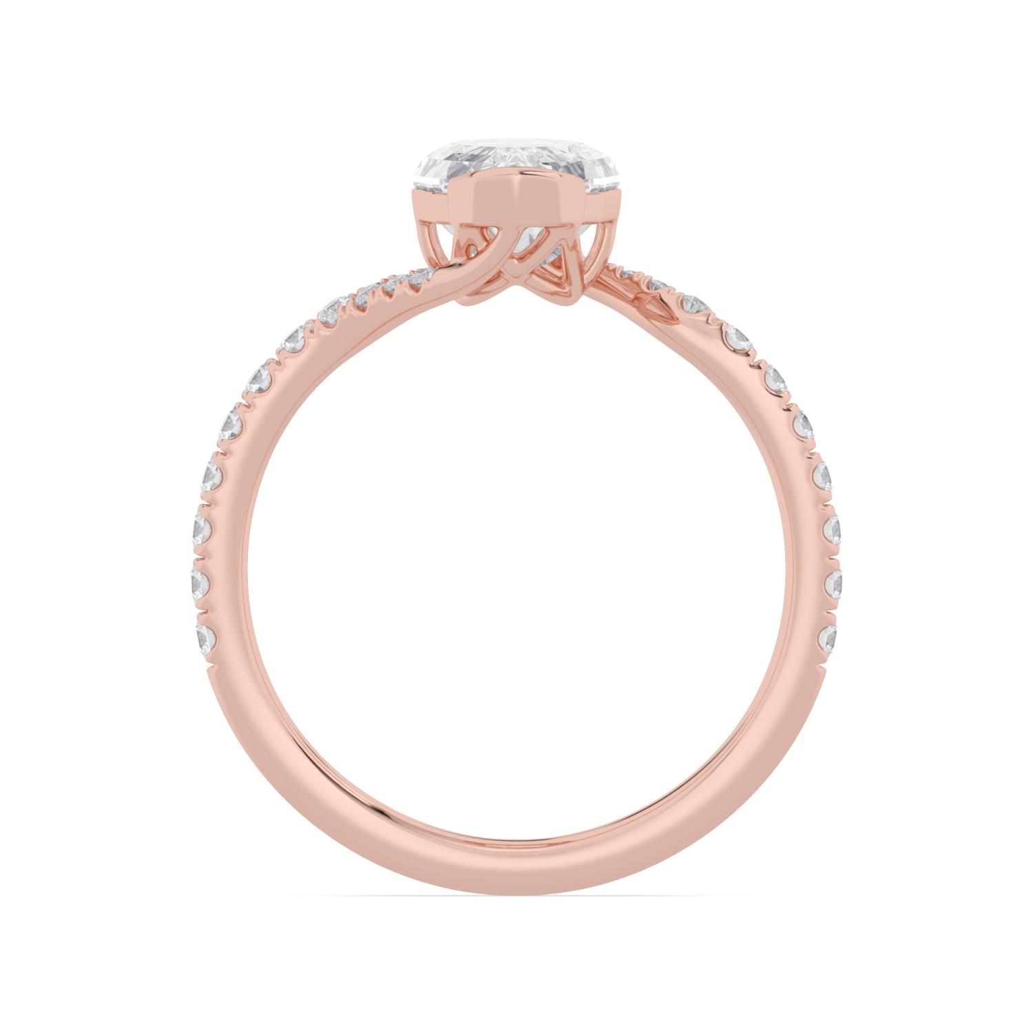 Quay, Four Prong Step-cut oval Solitaire, Pavé Band, Bypass in Rose Gold, oval, plain background, alternate view