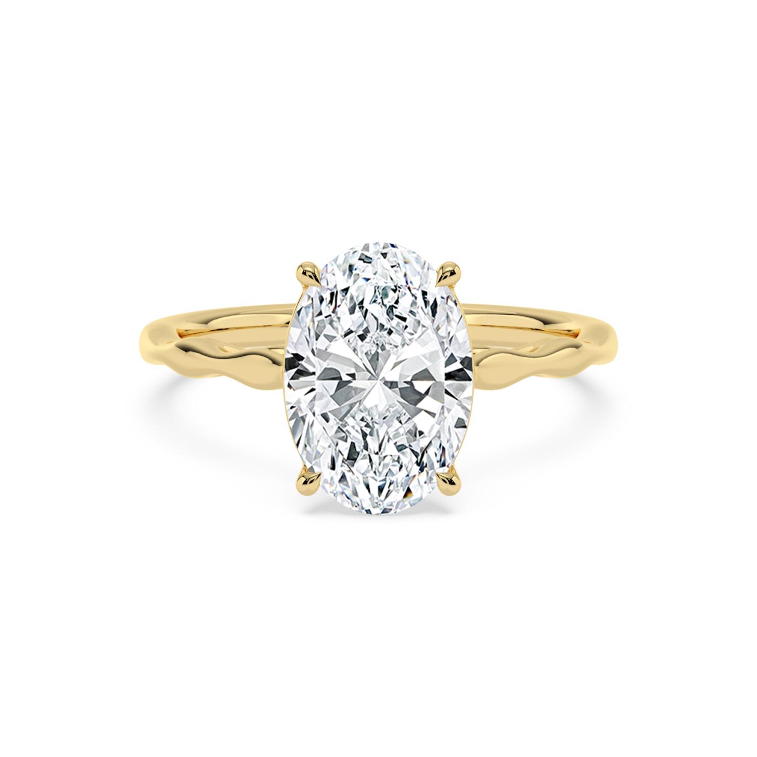 Pine, Four Prong Oval Solitaire in Yellow Gold, oval, plain background