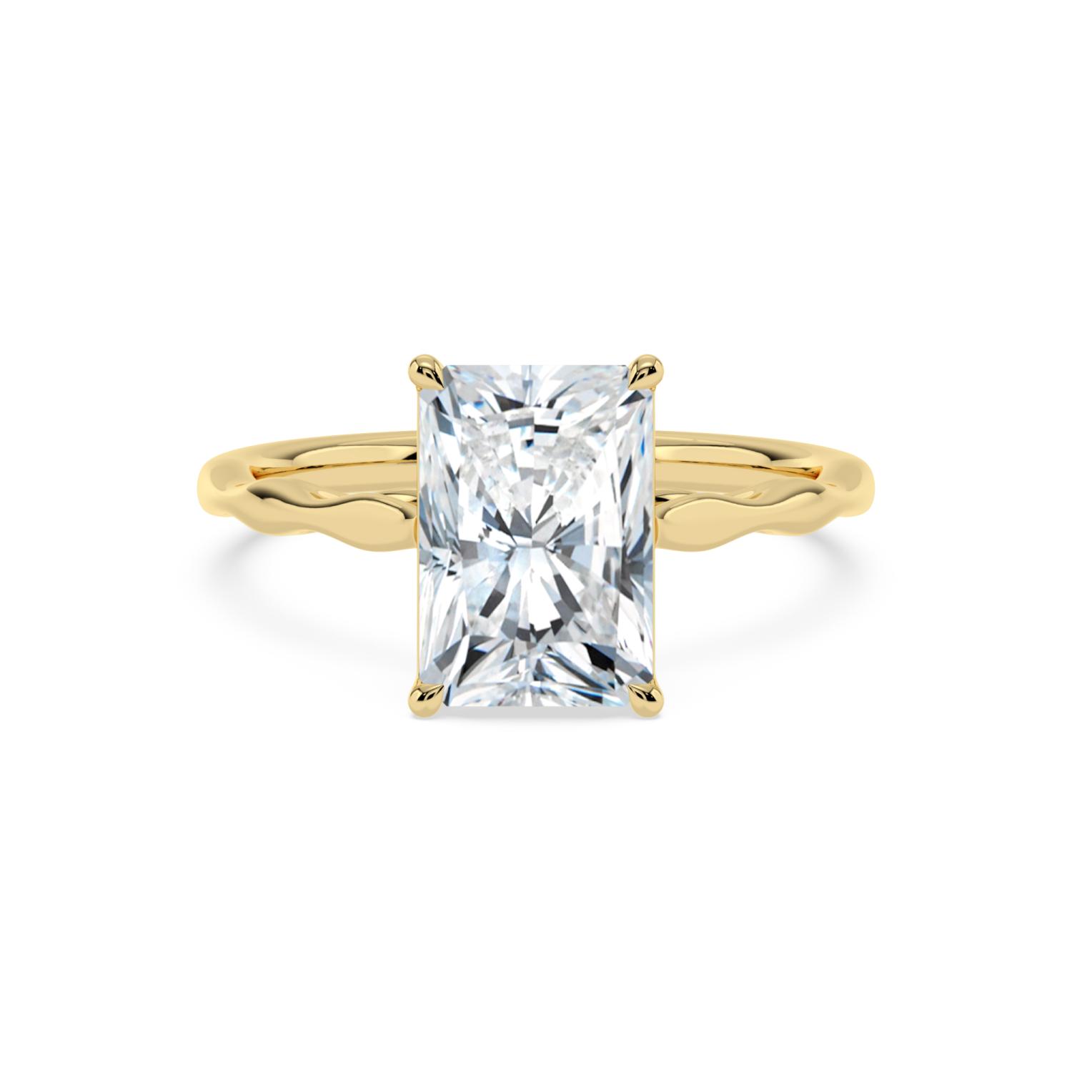 Plover, Four Prong Radiant Solitaire in Yellow Gold, radiant, plain background