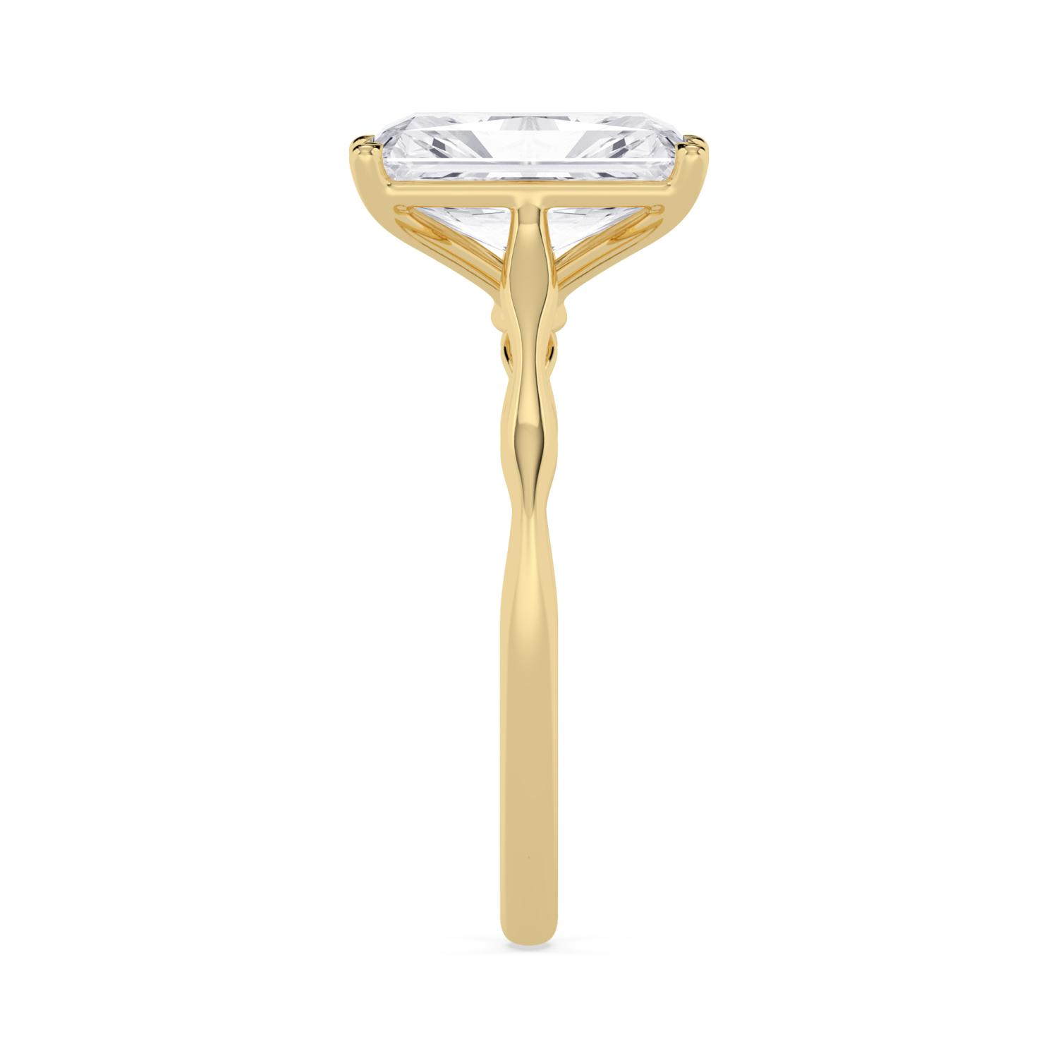 Plover, Four Prong Radiant Solitaire in Yellow Gold, radiant, plain background, alternate view