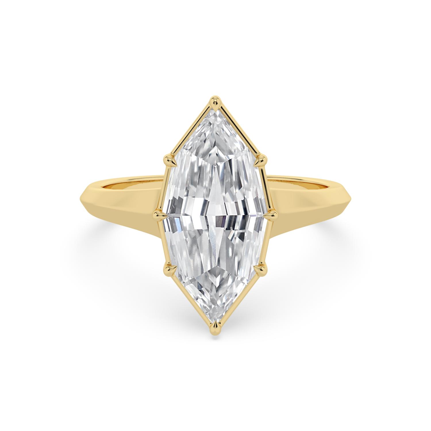 Slate, Four Prong Step-cut marquise Solitaire in Yellow Gold, marquise, plain background