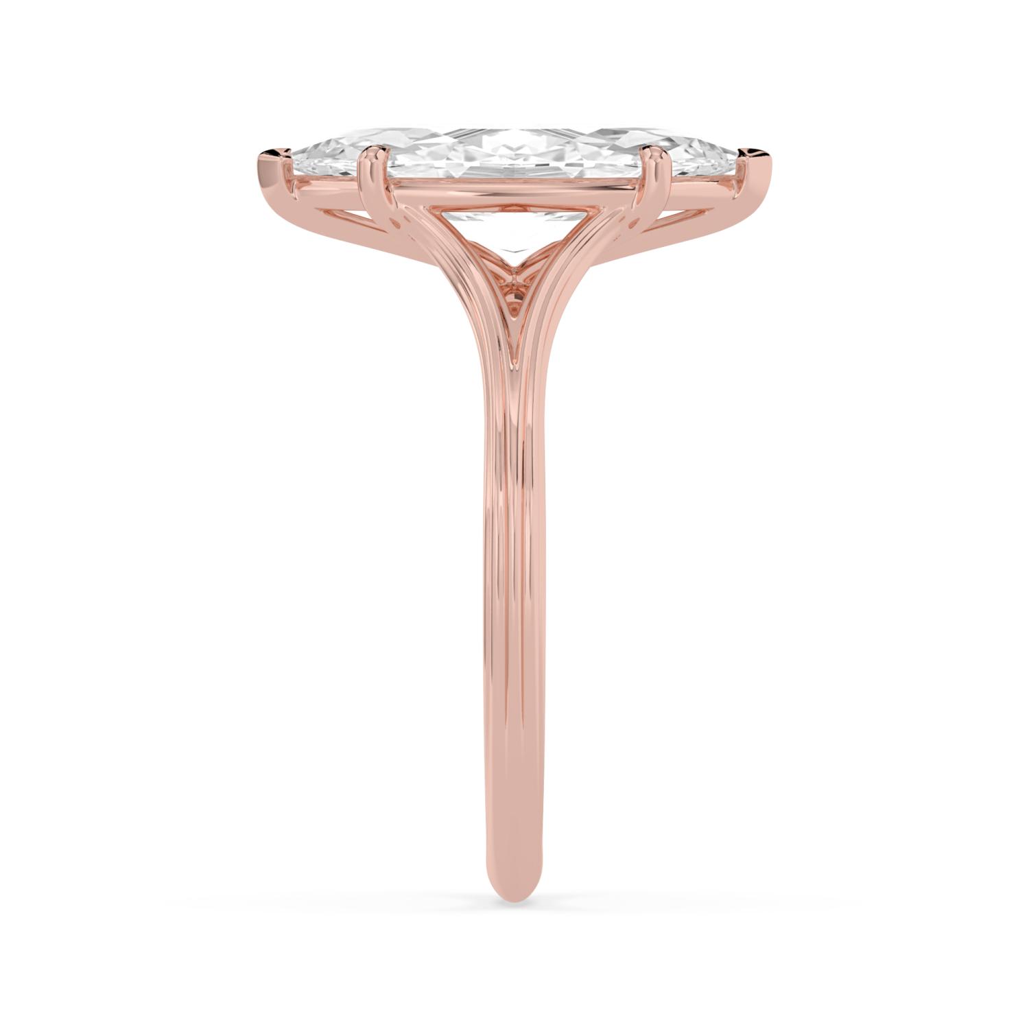 Quince, Six Prong Marquise Solitaire, Split Shank in Rose Gold, marquise, plain background, alternate view