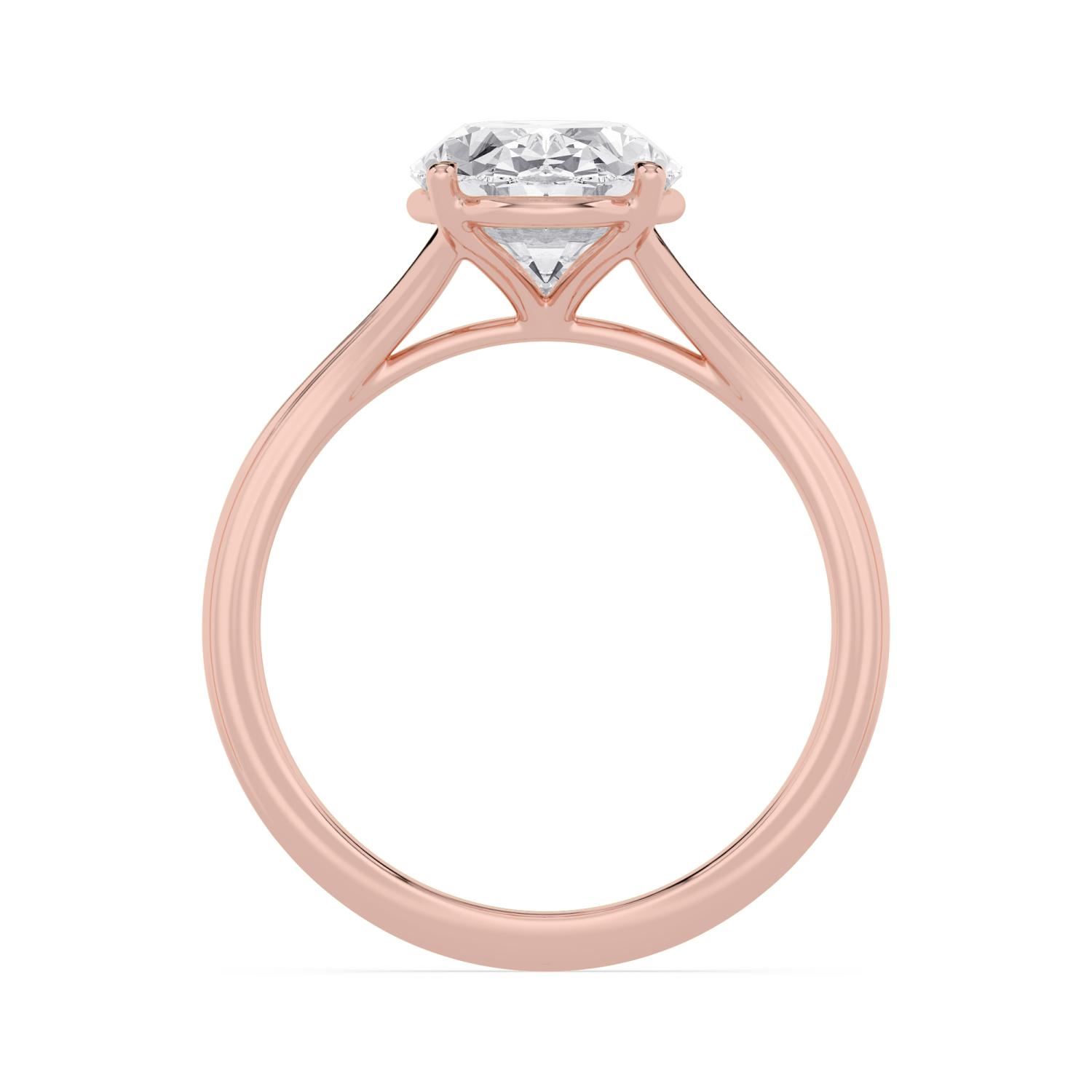 Reef, Four Prong Oval Solitaire, Split Shank in Rose Gold, oval, plain background, alternate view