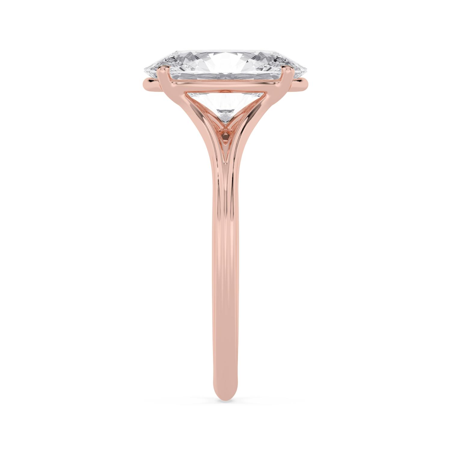 Reef, Four Prong Oval Solitaire, Split Shank in Rose Gold, oval, plain background, alternate view