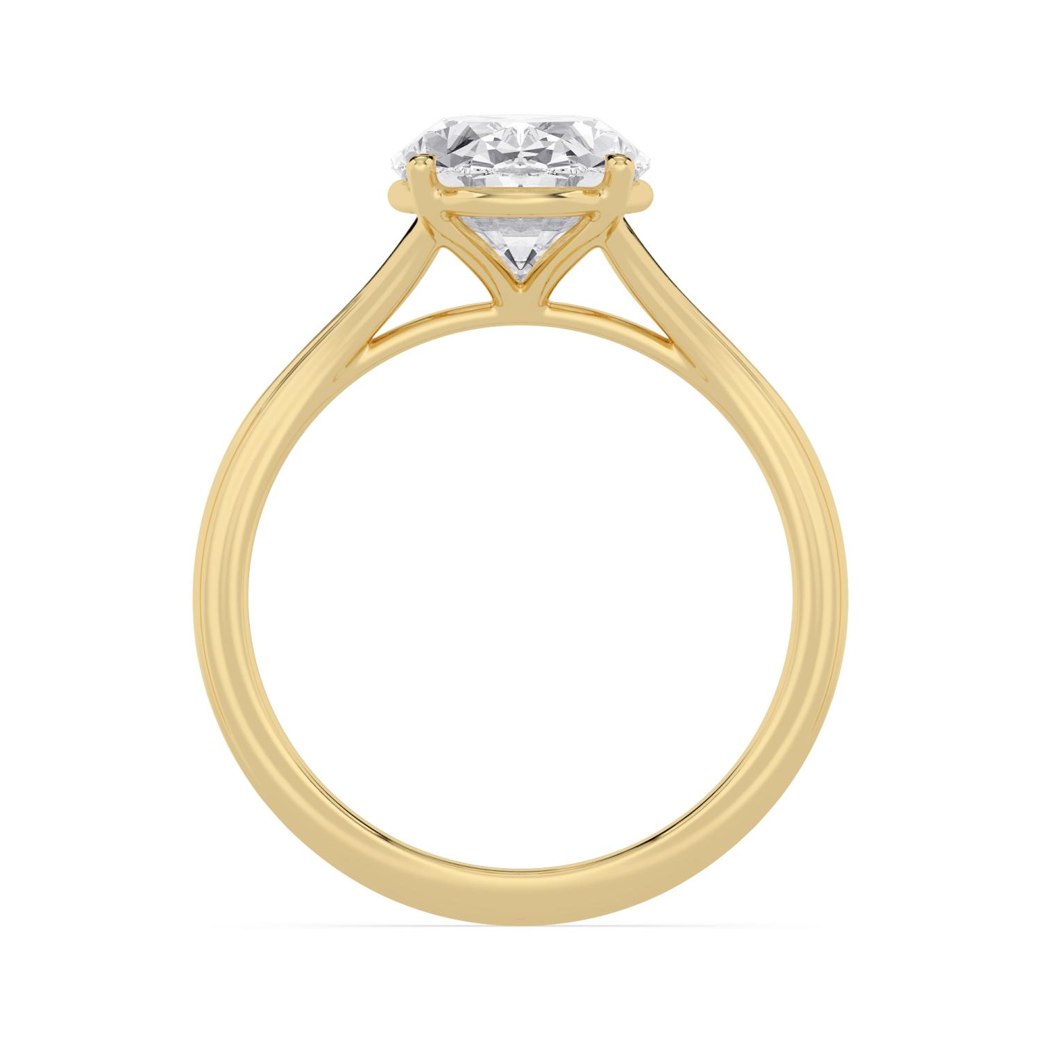 Reef, Four Prong Oval Solitaire, Split Shank in Yellow Gold, oval, plain background, alternate view