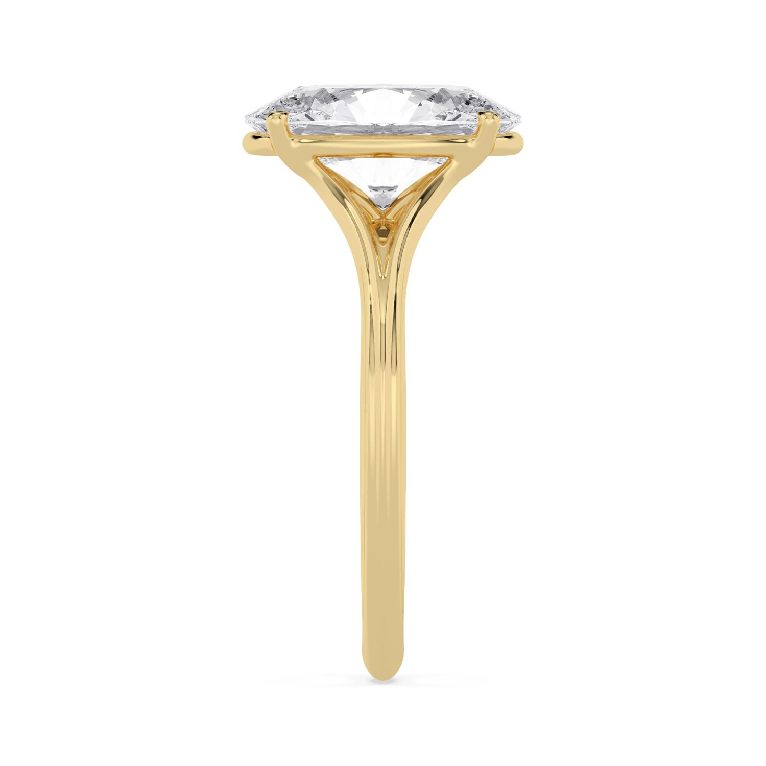 Reef, Four Prong Oval Solitaire, Split Shank in Yellow Gold, oval, plain background, alternate view