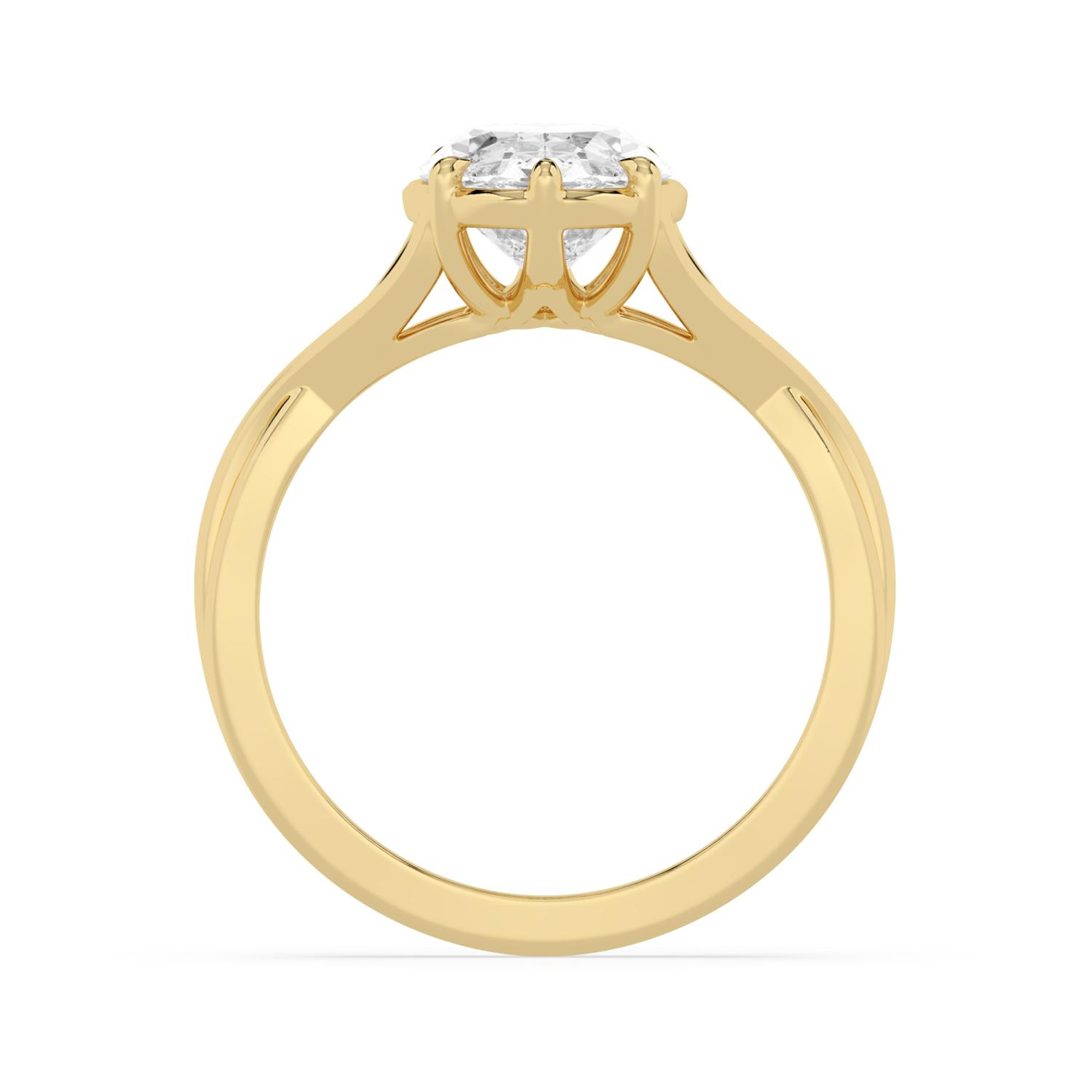 Willow, Four Prong Oval Solitaire, Split Shank in Yellow Gold, oval, plain background, alternate view