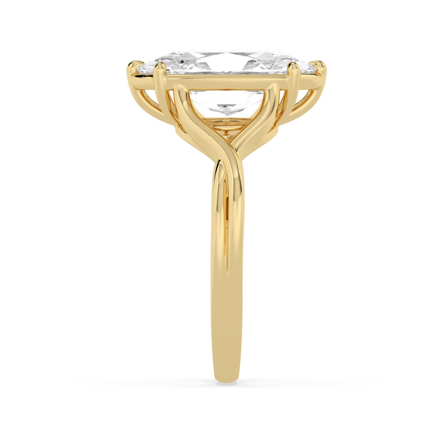 Willow, Four Prong Oval Solitaire, Split Shank in Yellow Gold, oval, plain background, alternate view