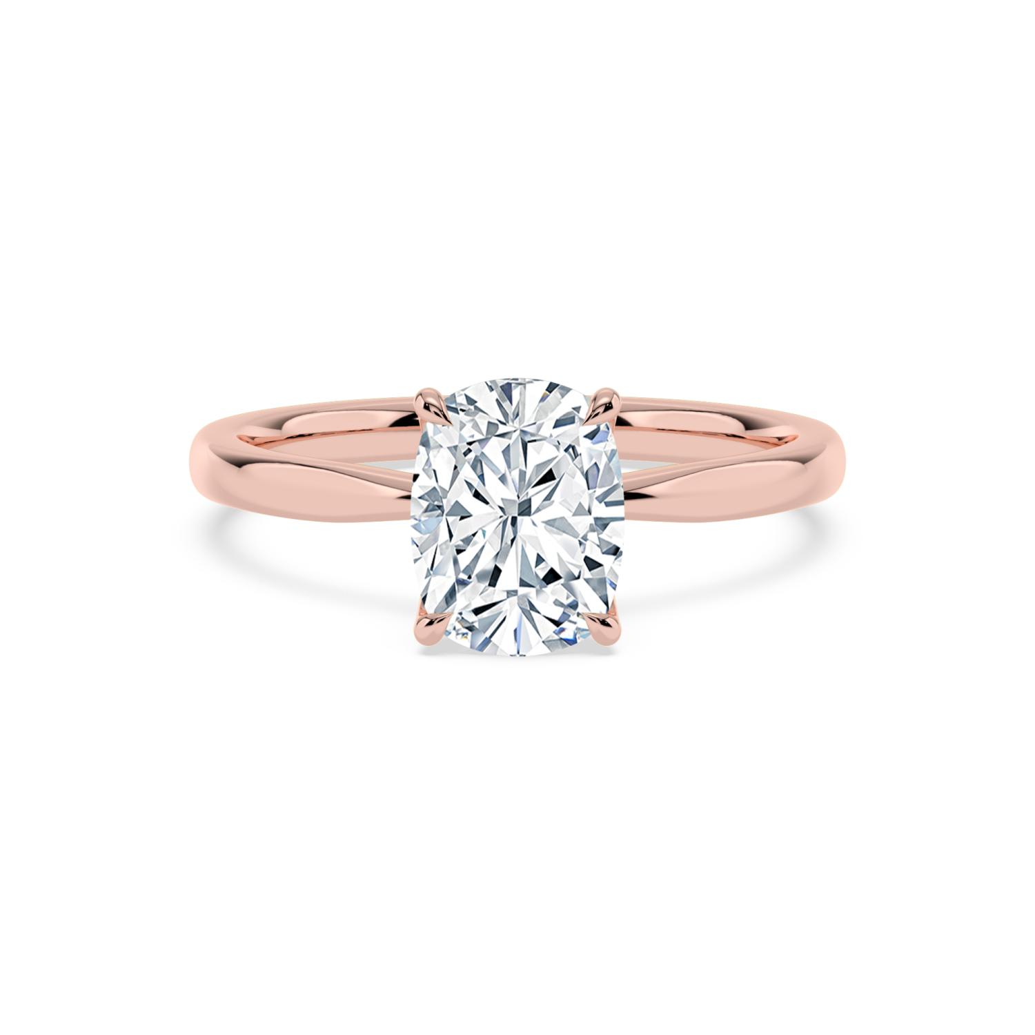 Birch, Bezel Cushion Solitaire in Rose Gold, cushion, plain background