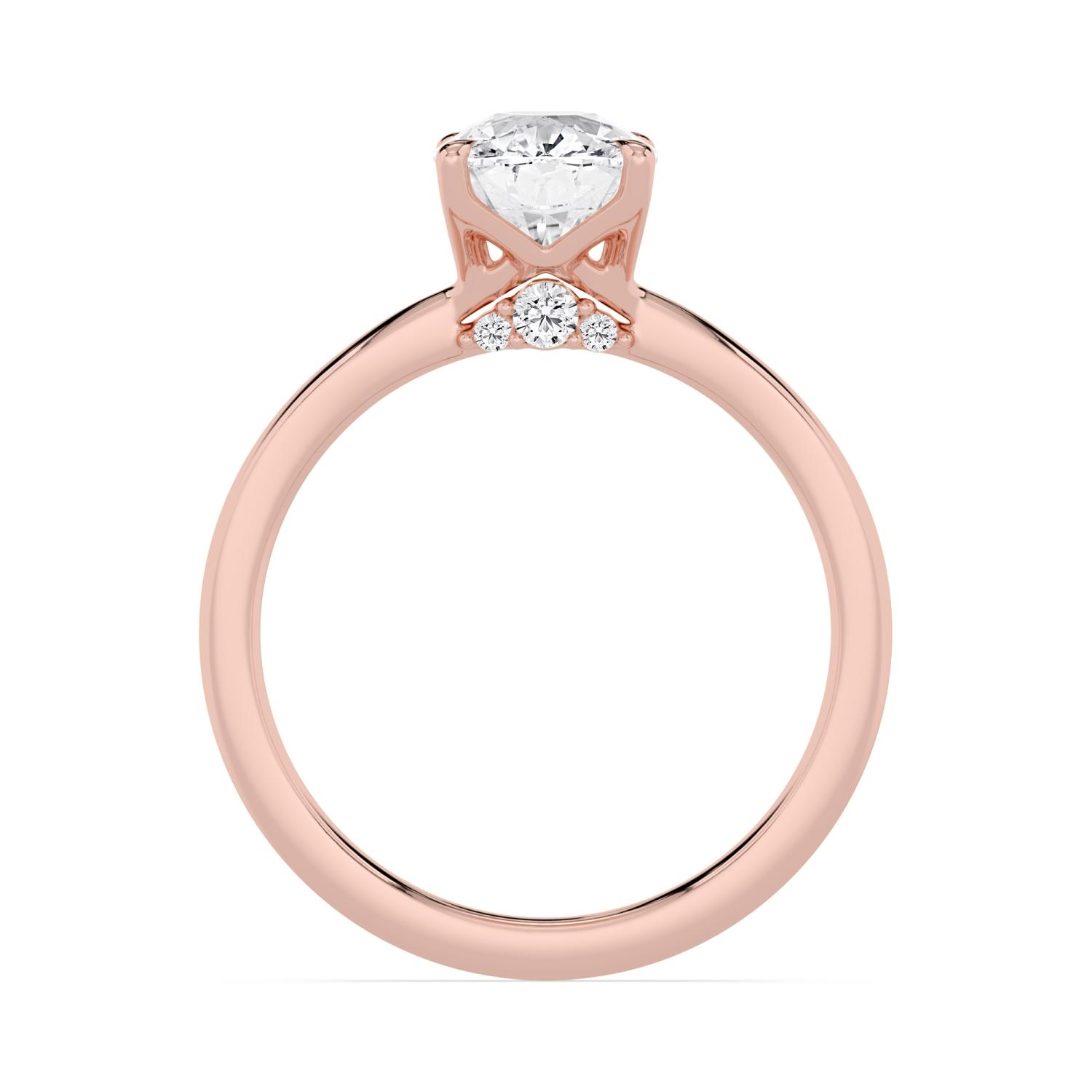 Birch, Bezel Cushion Solitaire in Rose Gold, cushion, plain background, alternate view