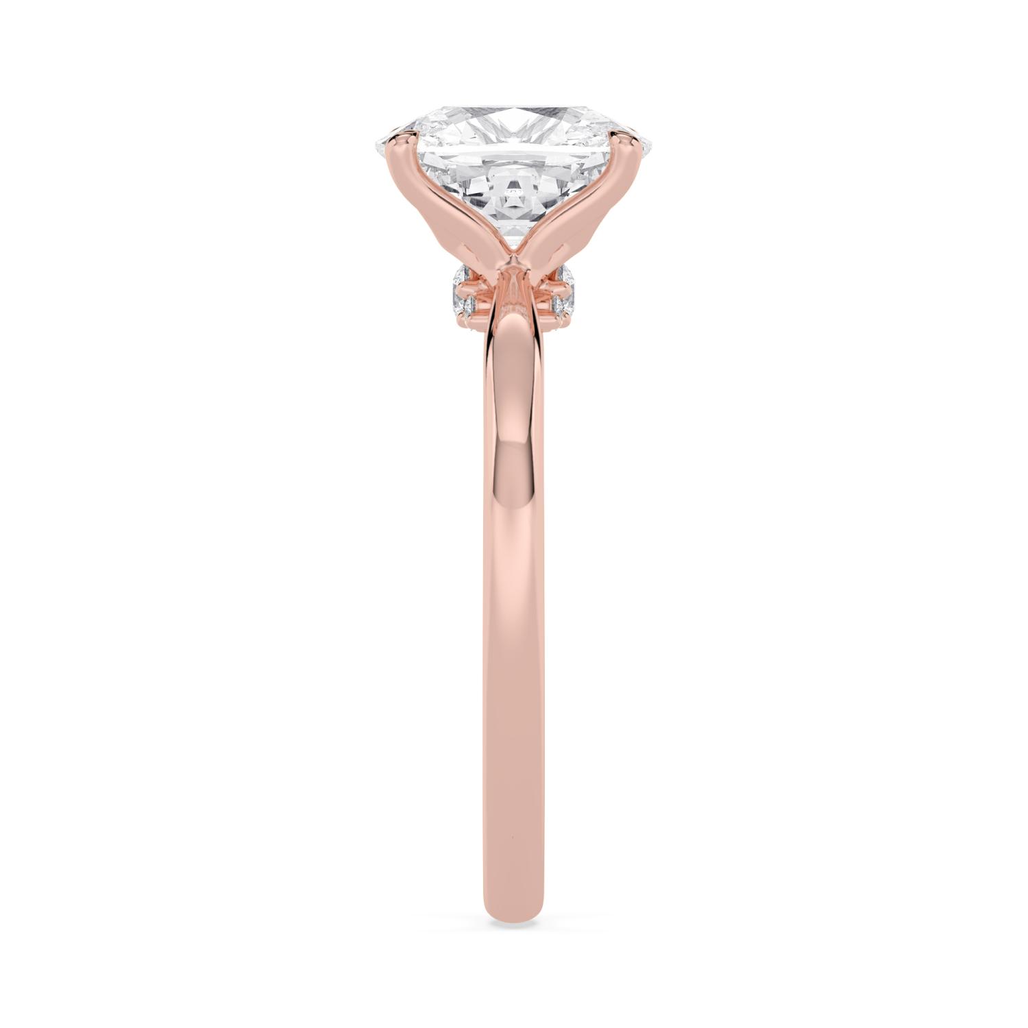 Birch, Bezel Cushion Solitaire in Rose Gold, cushion, plain background, alternate view