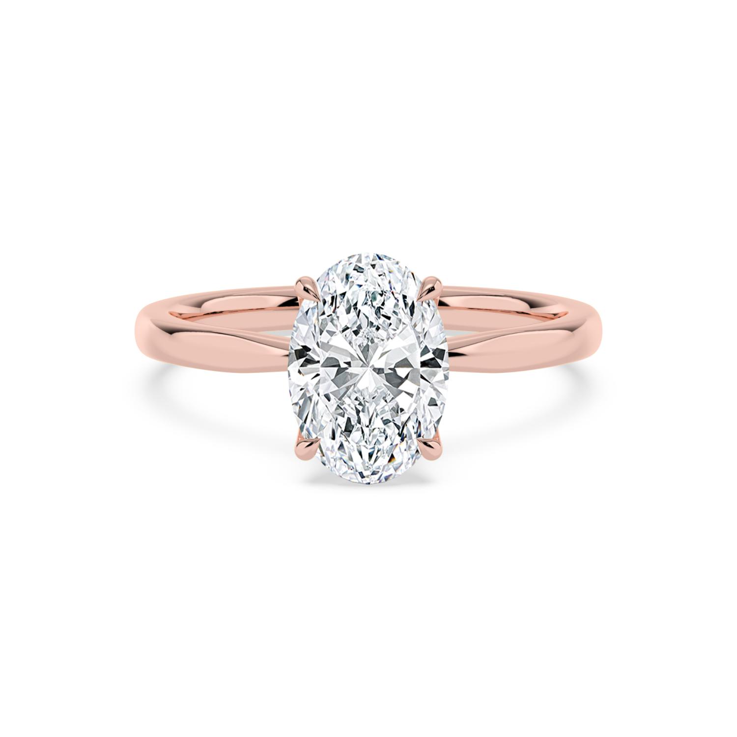 Shale, Four Prong Oval Solitaire in Rose Gold, oval, plain background