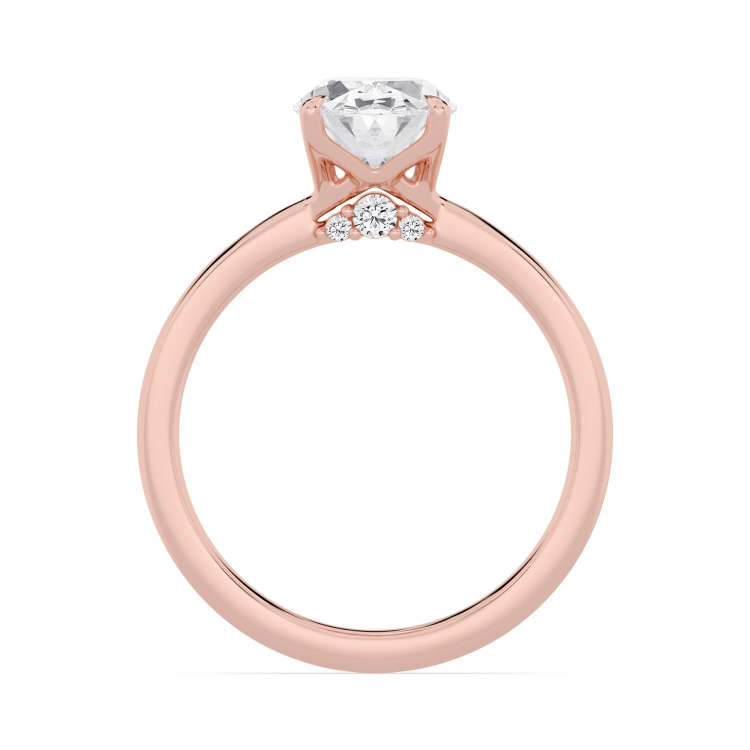 Shale, Four Prong Oval Solitaire in Rose Gold, oval, plain background, alternate view