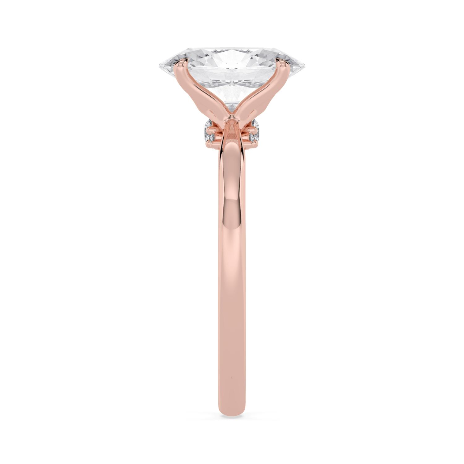 Shale, Four Prong Oval Solitaire in Rose Gold, oval, plain background, alternate view