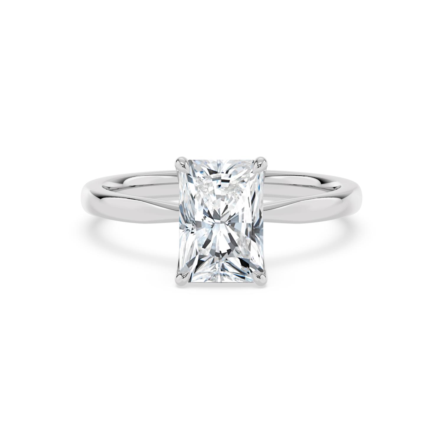 Sorrel, Four Prong Radiant Solitaire in White Gold, radiant, plain background