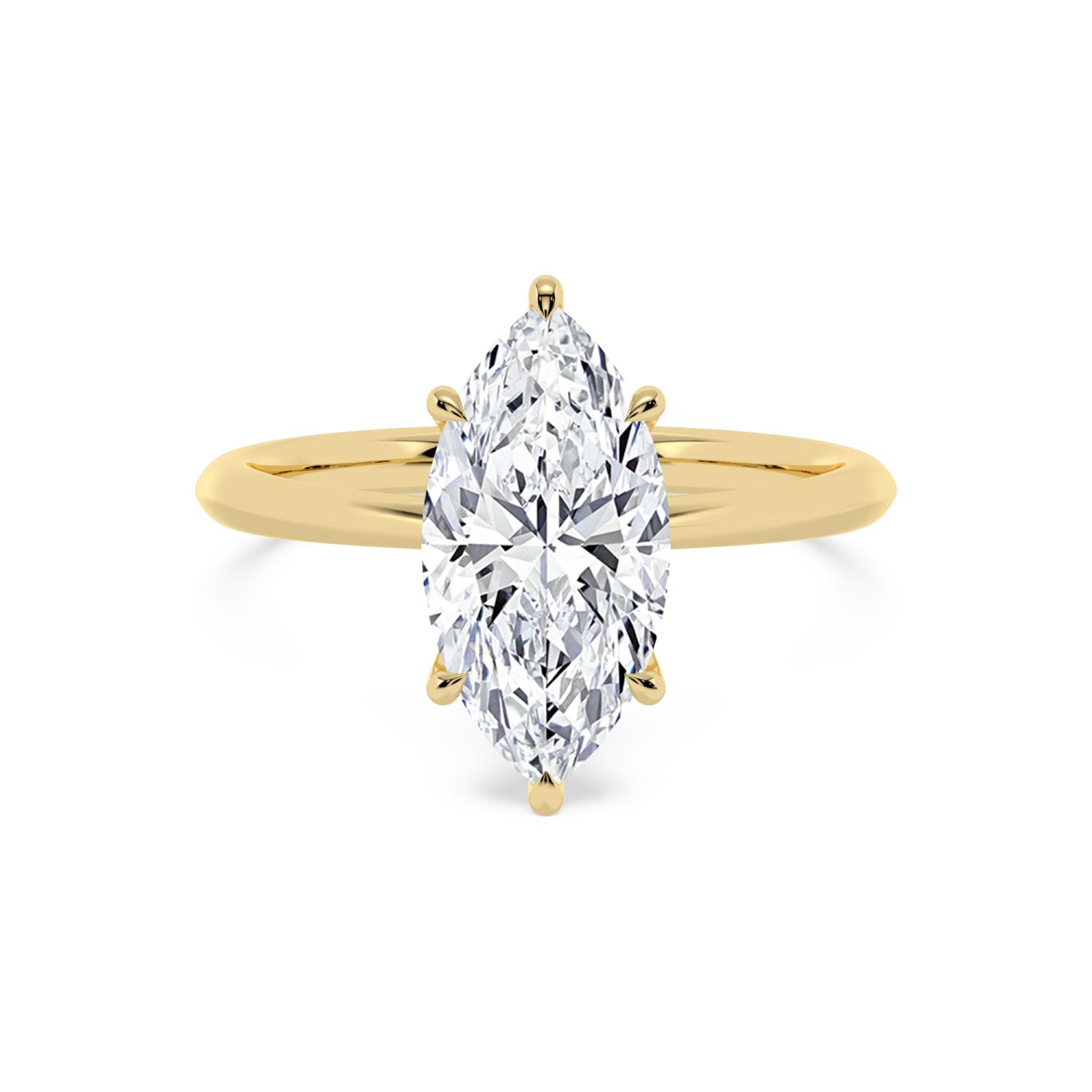 Spindle, Six Prong Marquise Solitaire in Yellow Gold, marquise, plain background